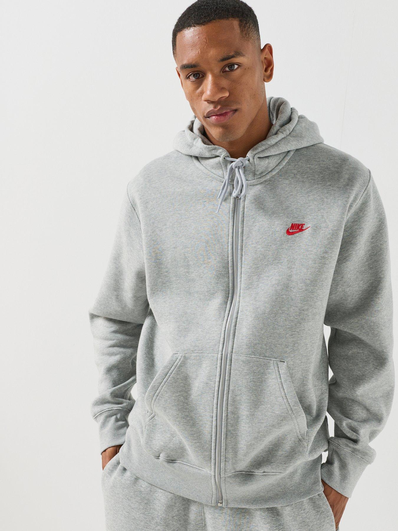 Image 1 of 6 of Nike Mens Club Fleece Full Zip Hoodie - Grey