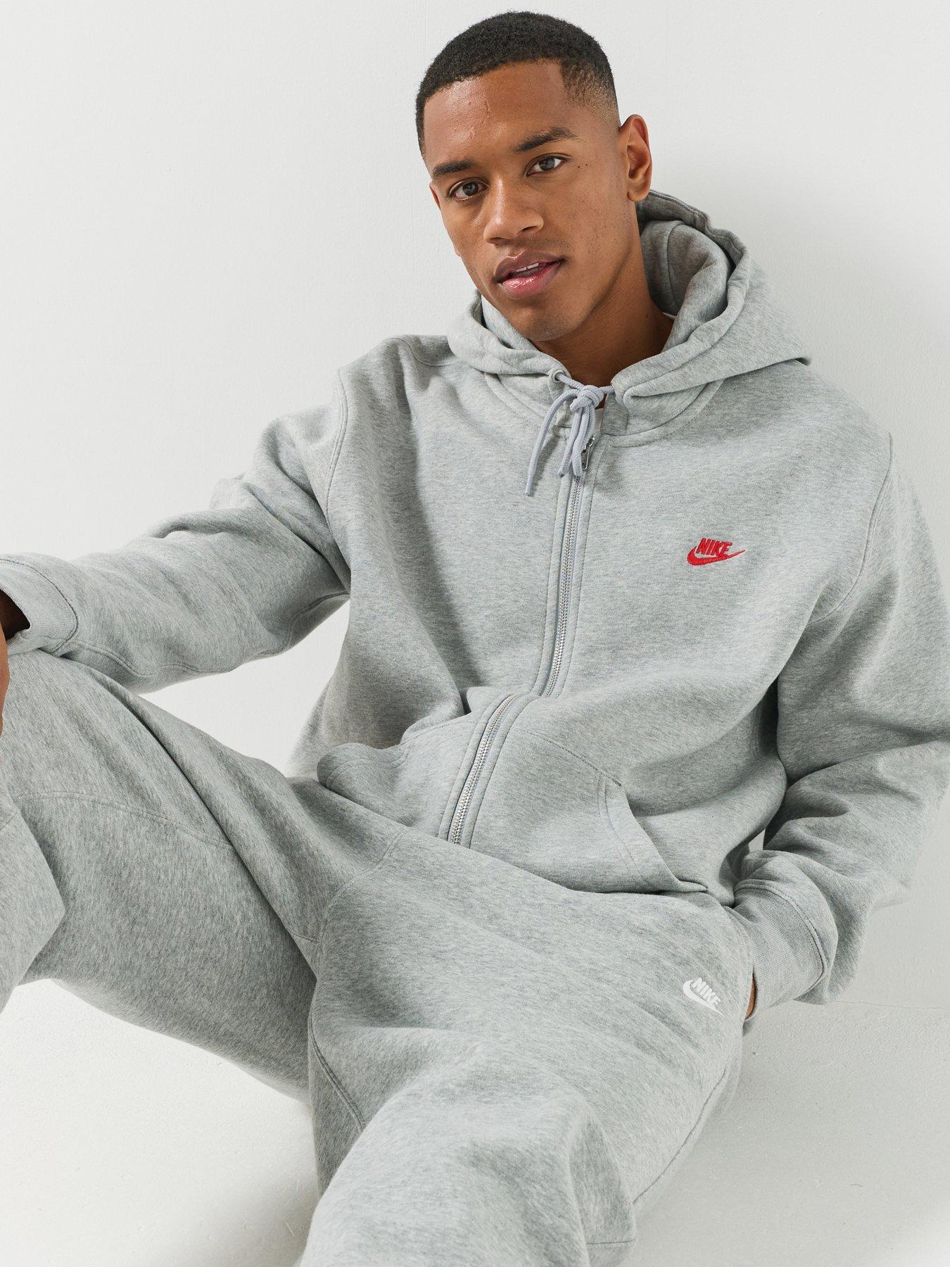Image 4 of 6 of Nike Mens Club Fleece Full Zip Hoodie - Grey