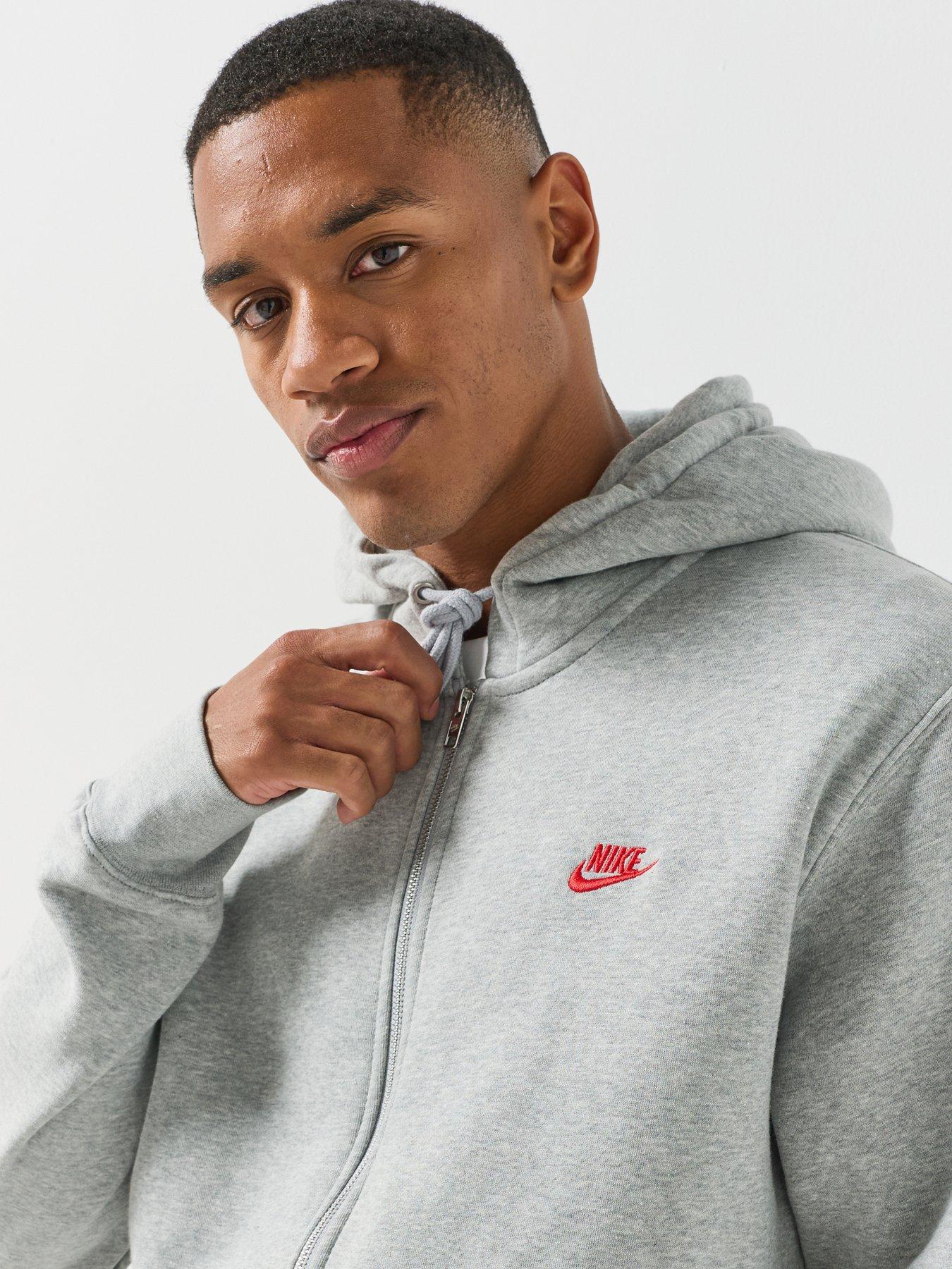 Image 5 of 6 of Nike Mens Club Fleece Full Zip Hoodie - Grey