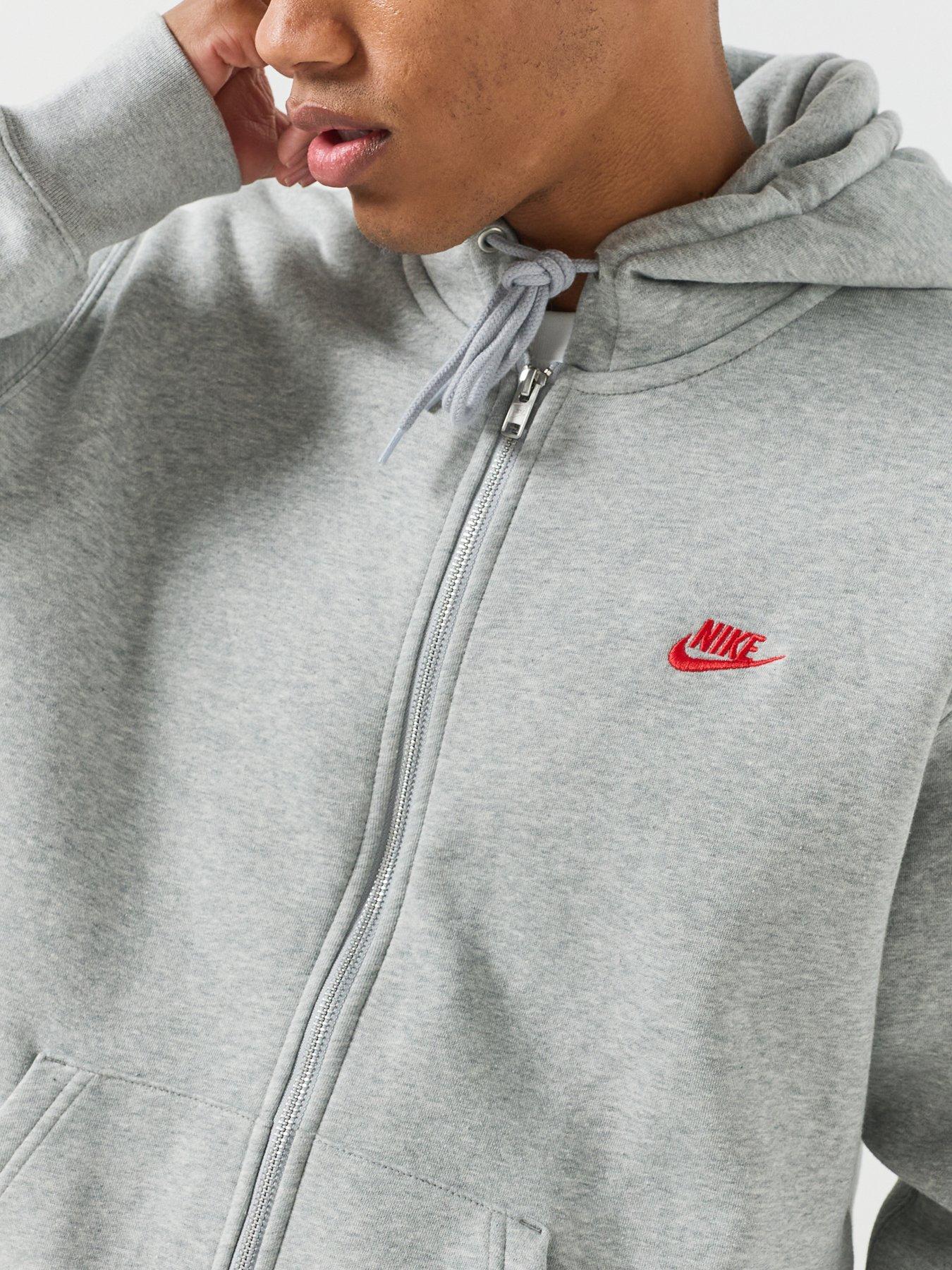 Image 6 of 6 of Nike Mens Club Fleece Full Zip Hoodie - Grey