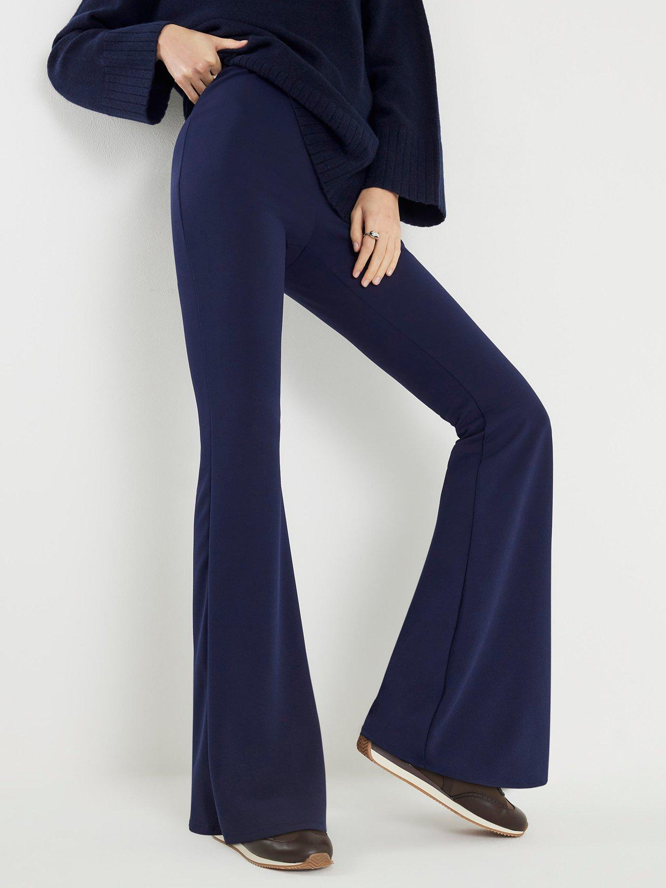 front image of river-island-pull-on-kick-flare-trousers-navy