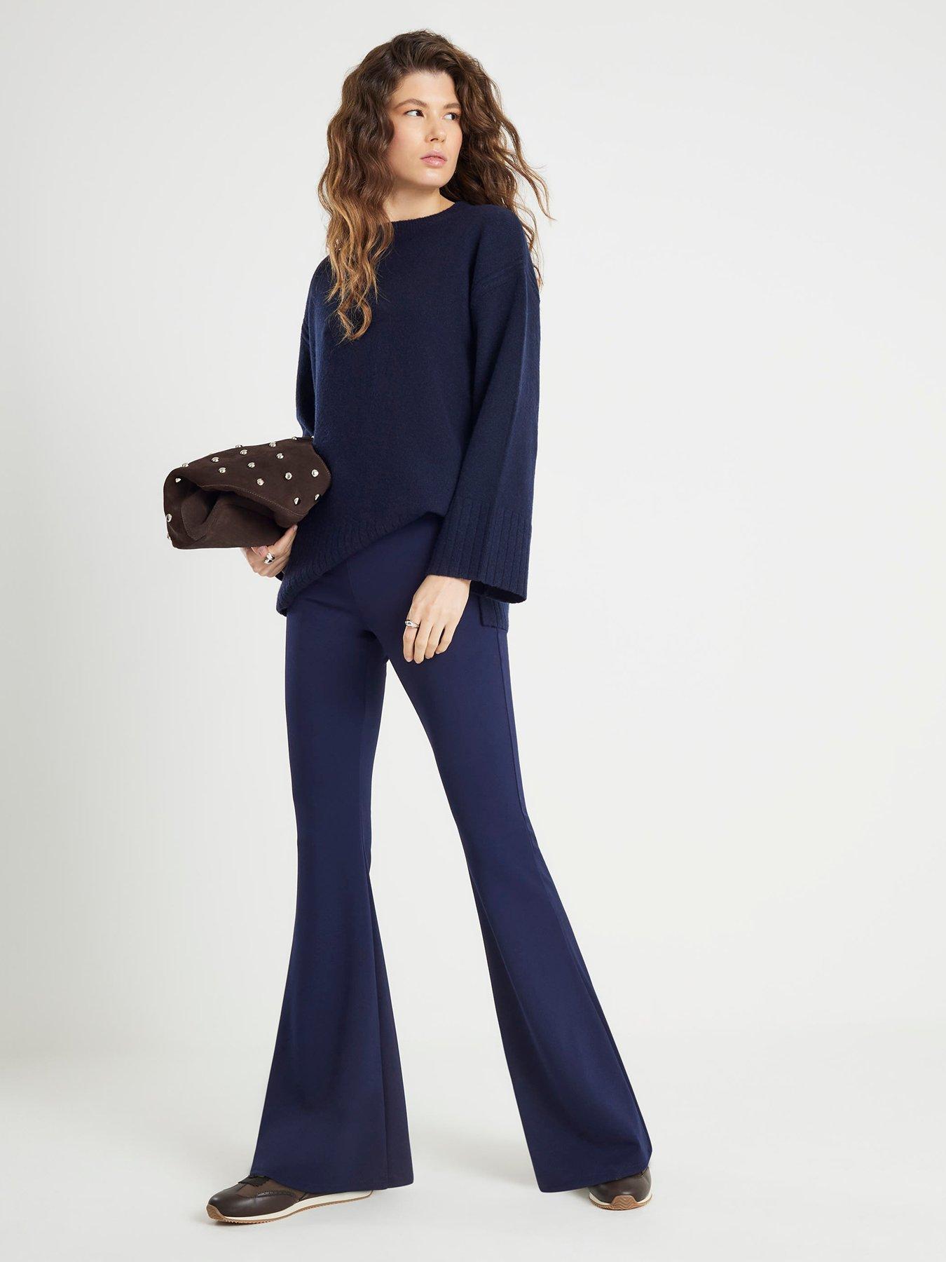  image of river-island-pull-on-kick-flare-trousers-navy