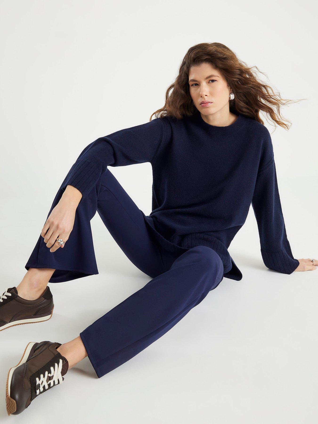  image of river-island-pull-on-kick-flare-trousers-navy