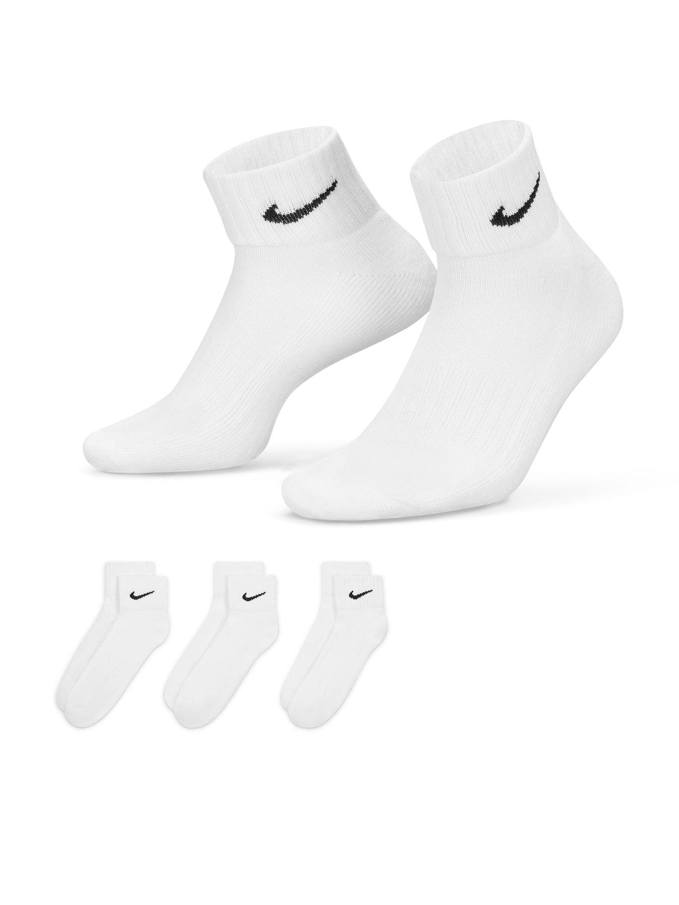 Image 1 of 6 of Nike Mens Training Cushioned Ankle Socks (3 Pack) - White/Black