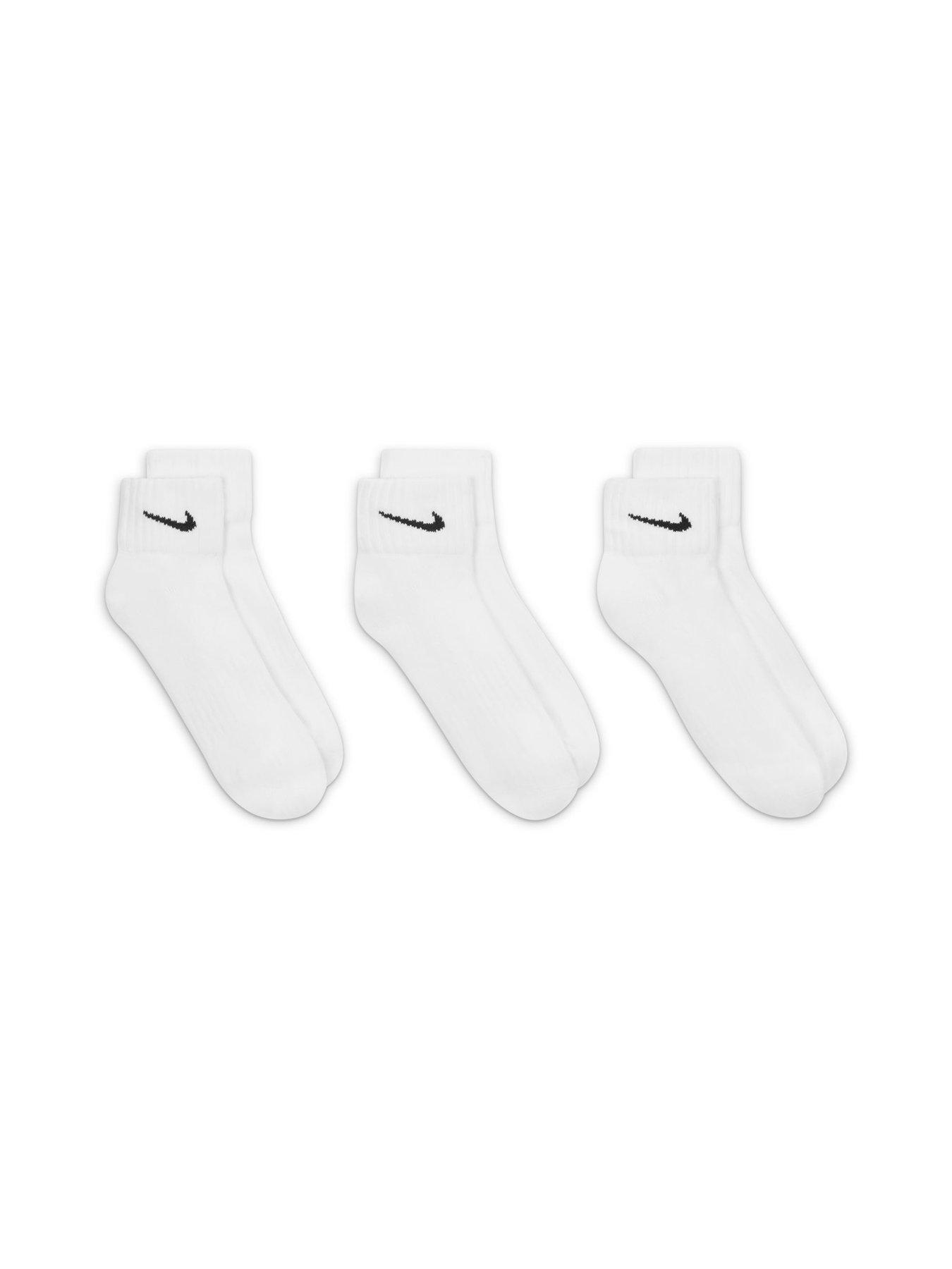 Image 4 of 6 of Nike Mens Training Cushioned Ankle Socks (3 Pack) - White/Black