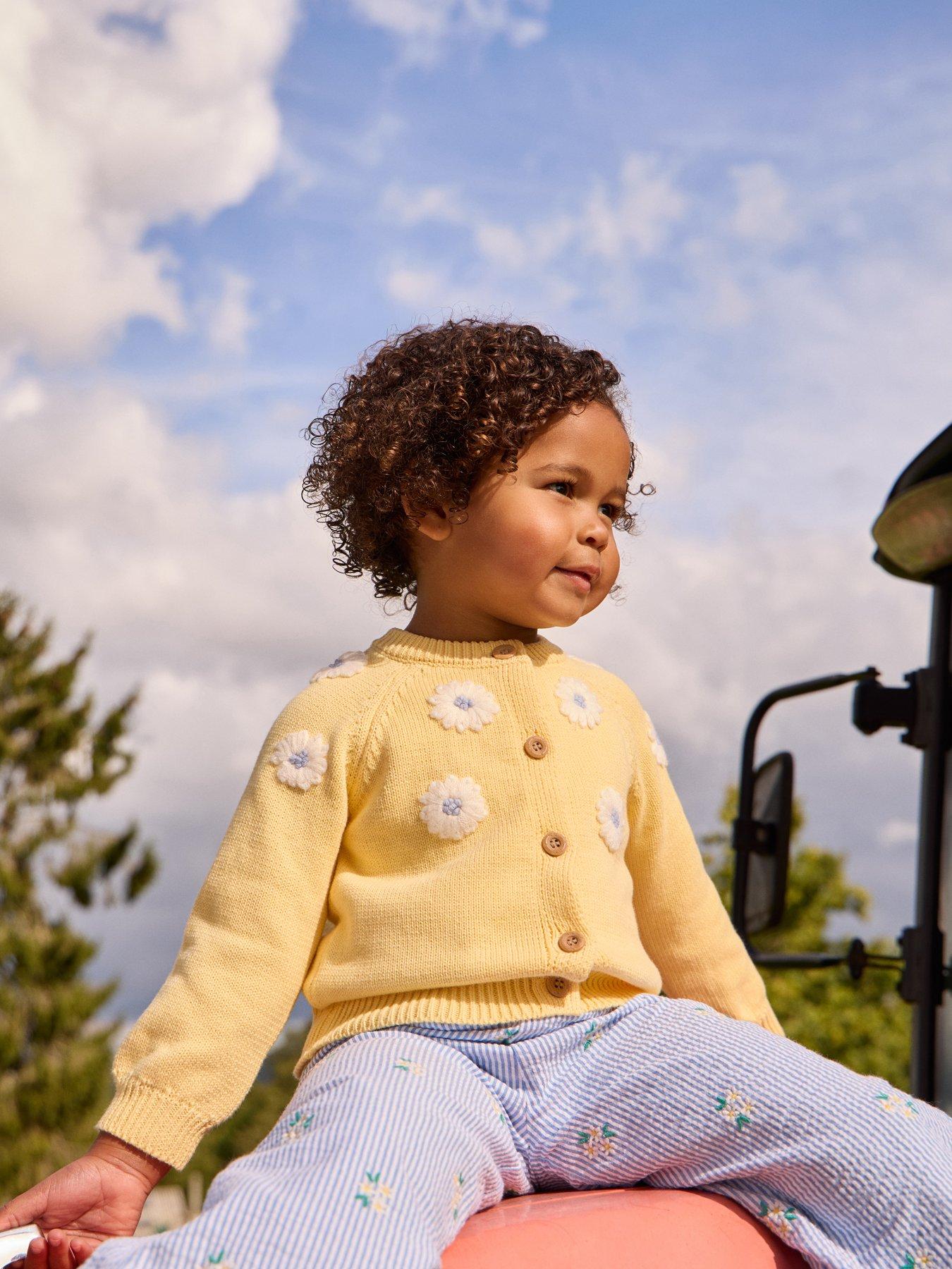 JoJo Maman Bebe Toddler Girls Daisy Embroidered Cardigan - Yellow