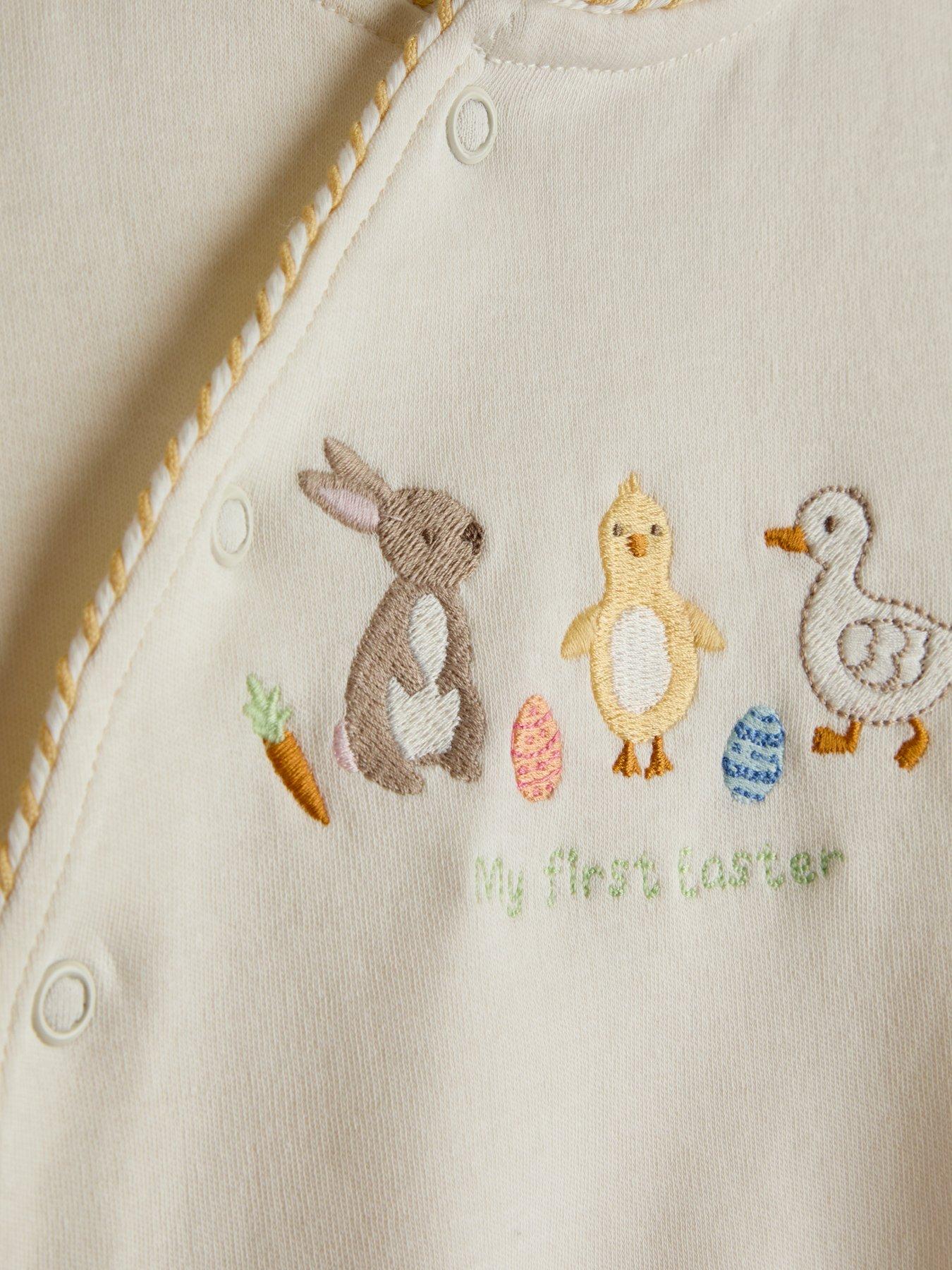 Image 3 of 3 of JoJo Maman Bebe Baby Unisex My First Easter Sleepsuit - White