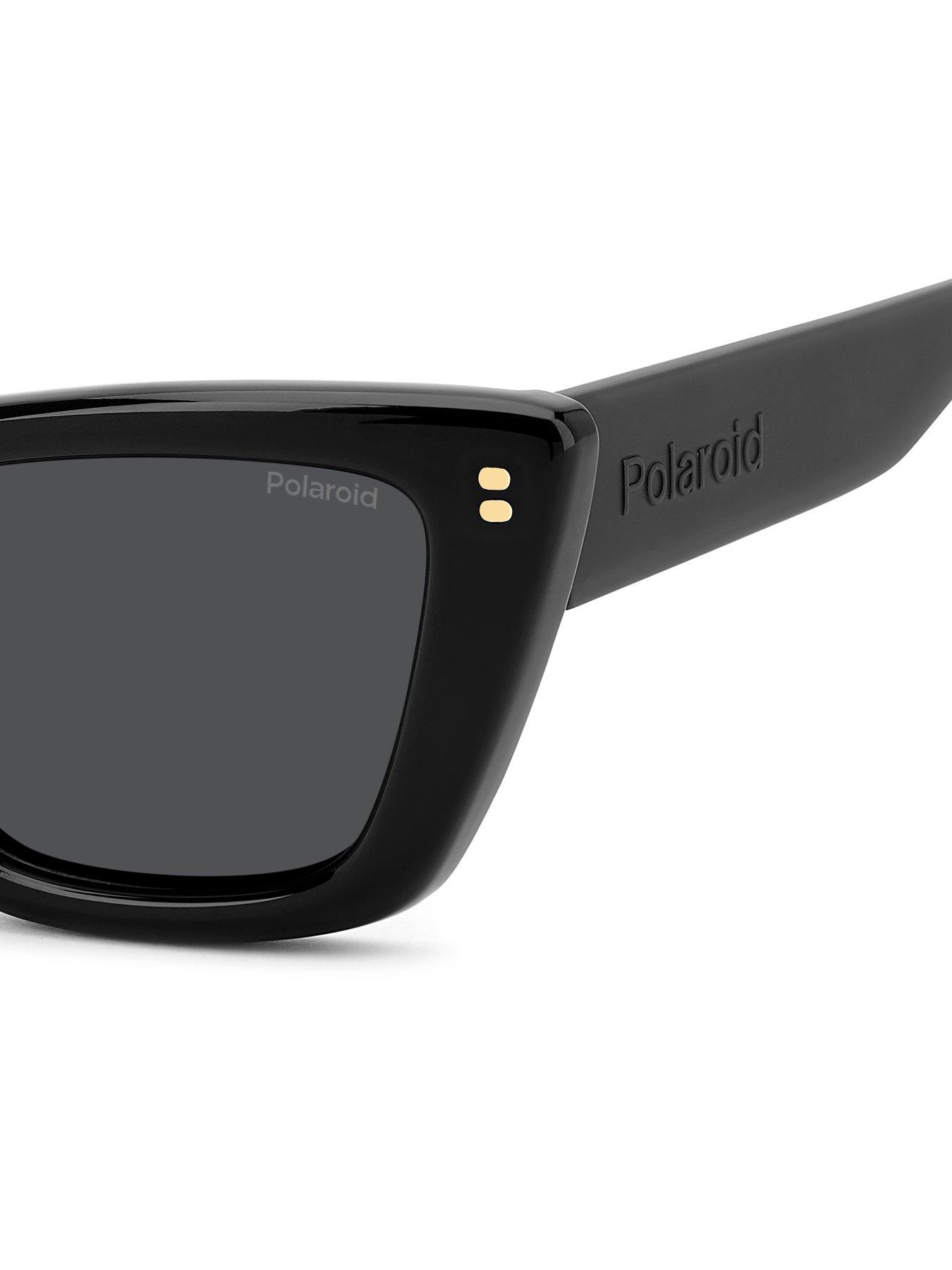  image of polaroid-cat-eye-thick-frame-sunglasses--black