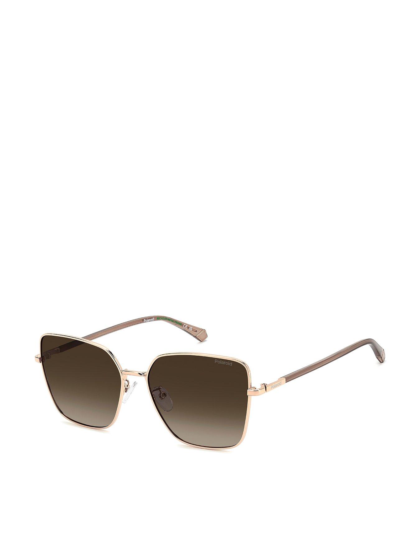 Polaroid Square Sunglasses- Fine Rims In Stainless Steel