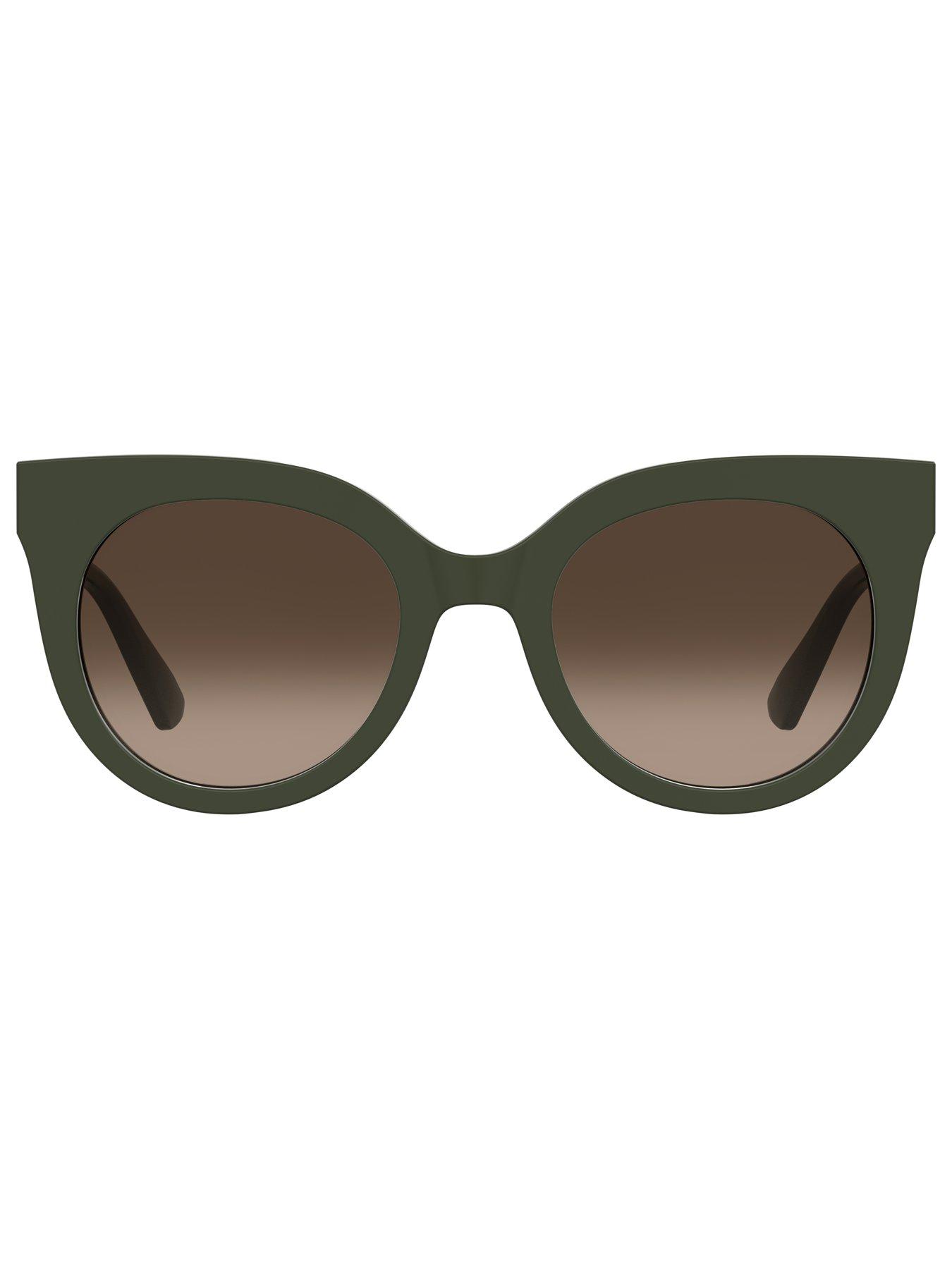 Image 2 of 4 of Moschino Round Frame Sunglasses With M Trim- Dark Green