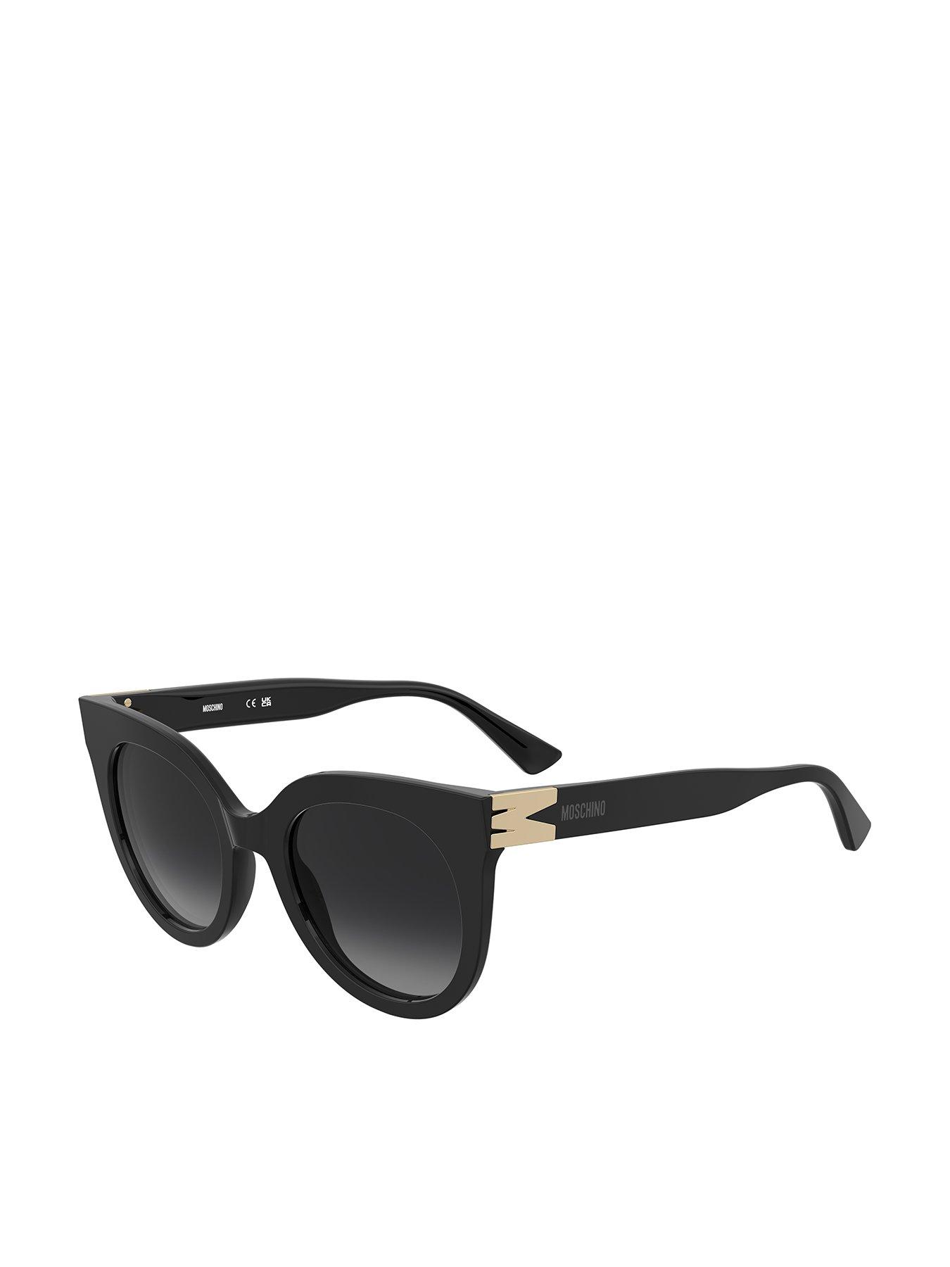 front image of moschino-round-frame-sunglasses-with-m-trim--black