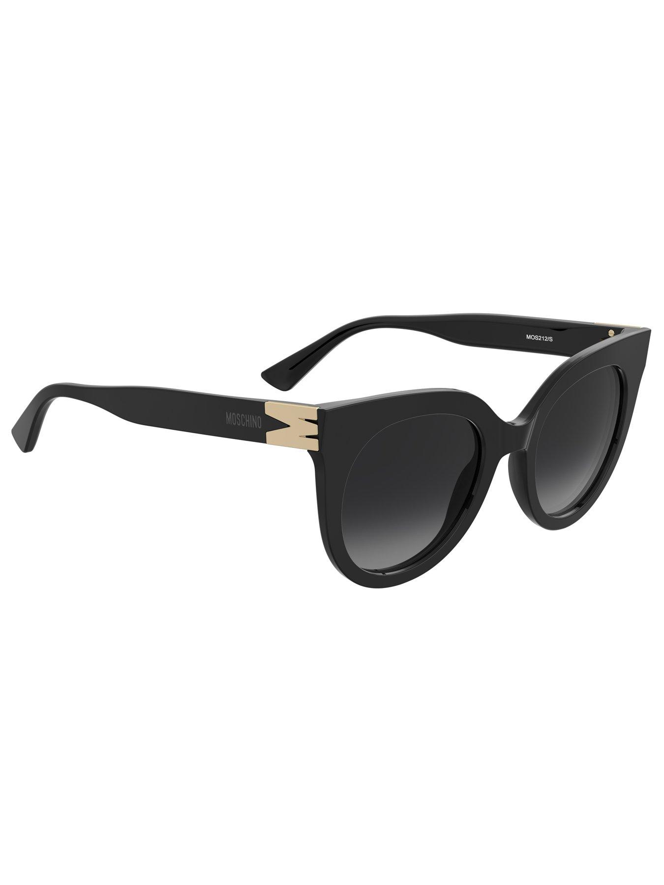  image of moschino-round-frame-sunglasses-with-m-trim--black
