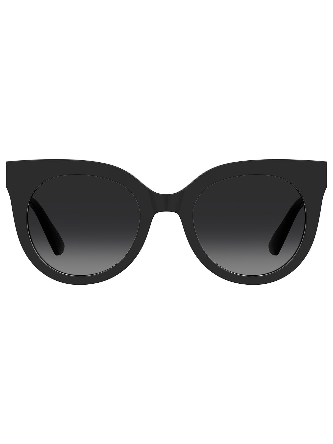  image of moschino-round-frame-sunglasses-with-m-trim--black