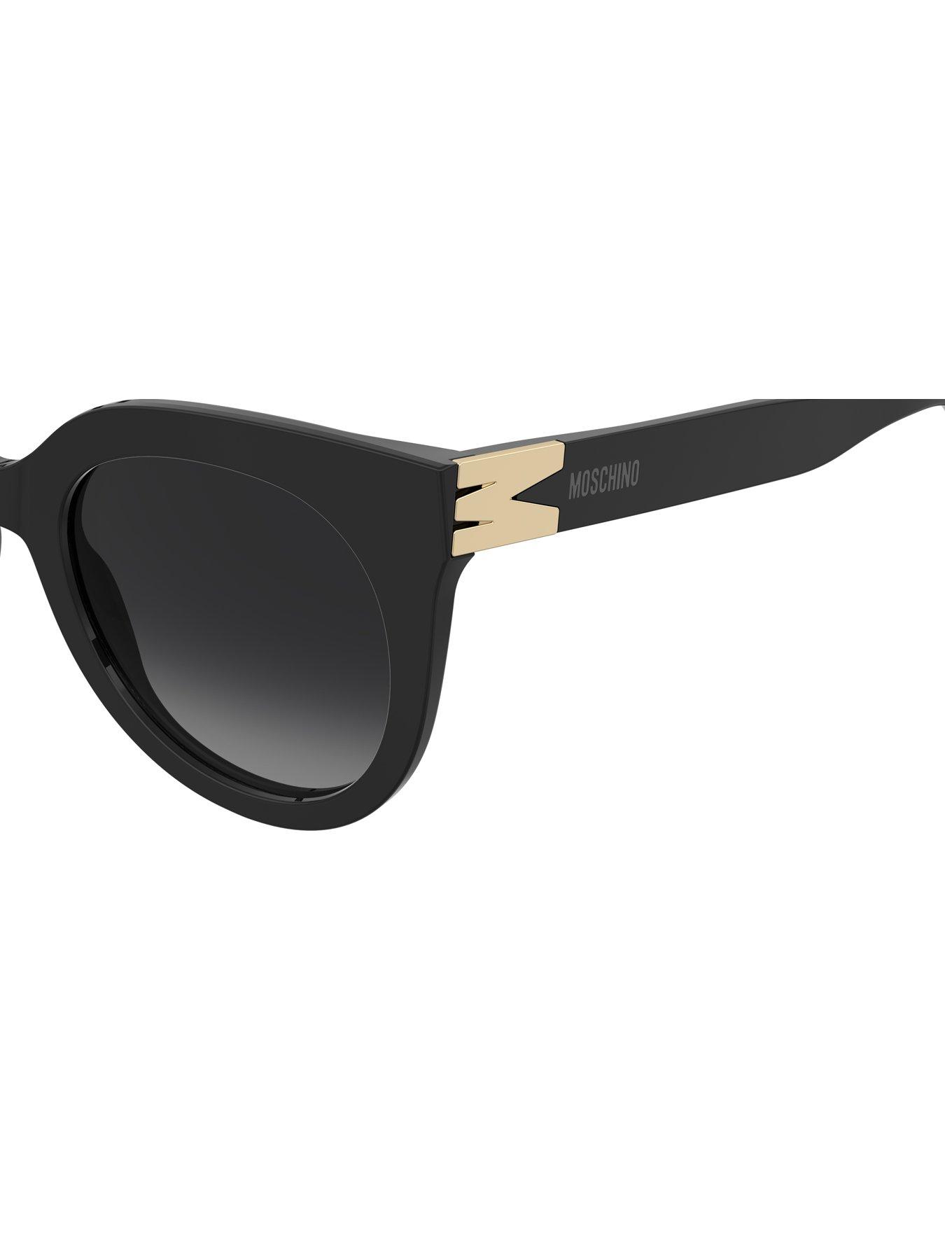  image of moschino-round-frame-sunglasses-with-m-trim--black
