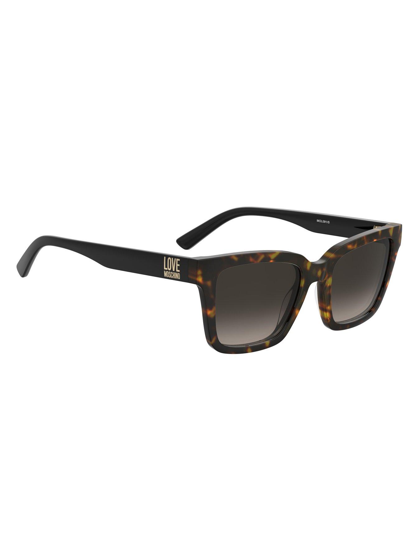 Image 2 of 4 of LOVE MOSCHINO Square Sunglasses- All Black Frames With Havana Fronts