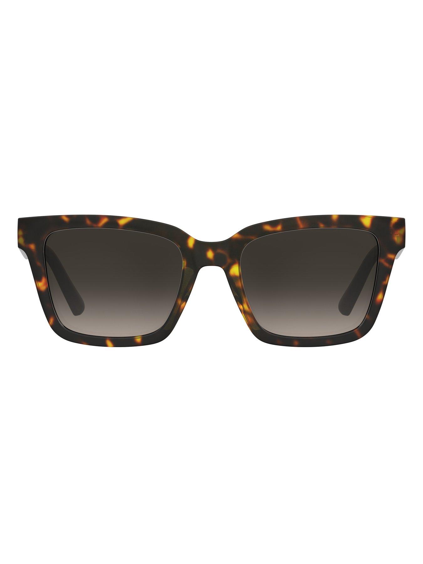 Image 3 of 4 of LOVE MOSCHINO Square Sunglasses- All Black Frames With Havana Fronts