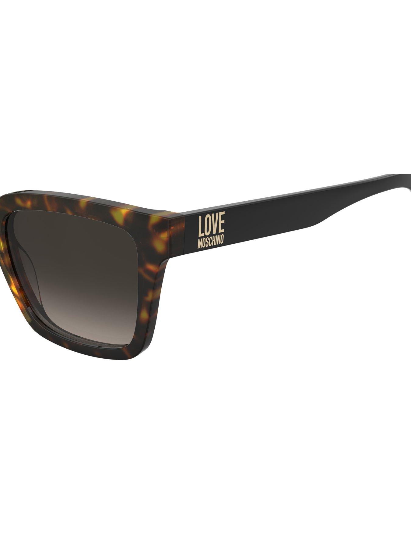 Image 4 of 4 of LOVE MOSCHINO Square Sunglasses- All Black Frames With Havana Fronts