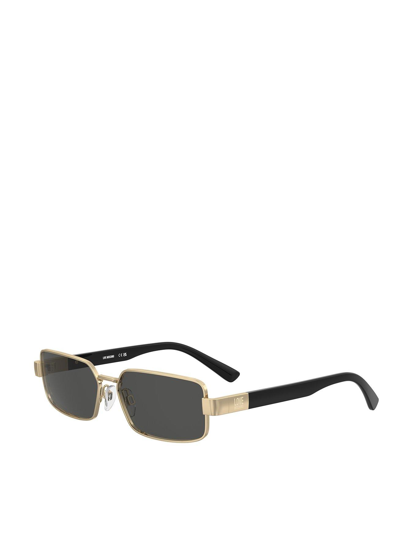 Image 1 of 4 of LOVE MOSCHINO Rectangular Sunglasses- Gold Metal Temples And Black Tips.