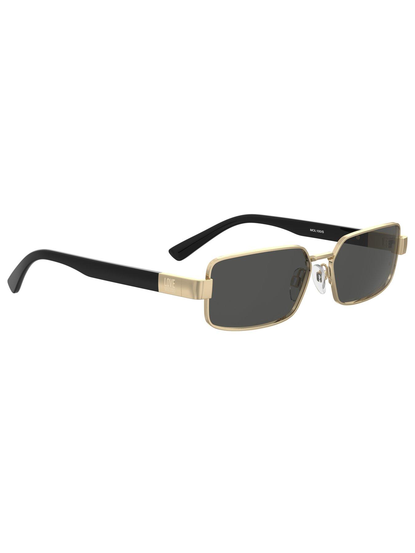 Image 2 of 4 of LOVE MOSCHINO Rectangular Sunglasses- Gold Metal Temples And Black Tips.