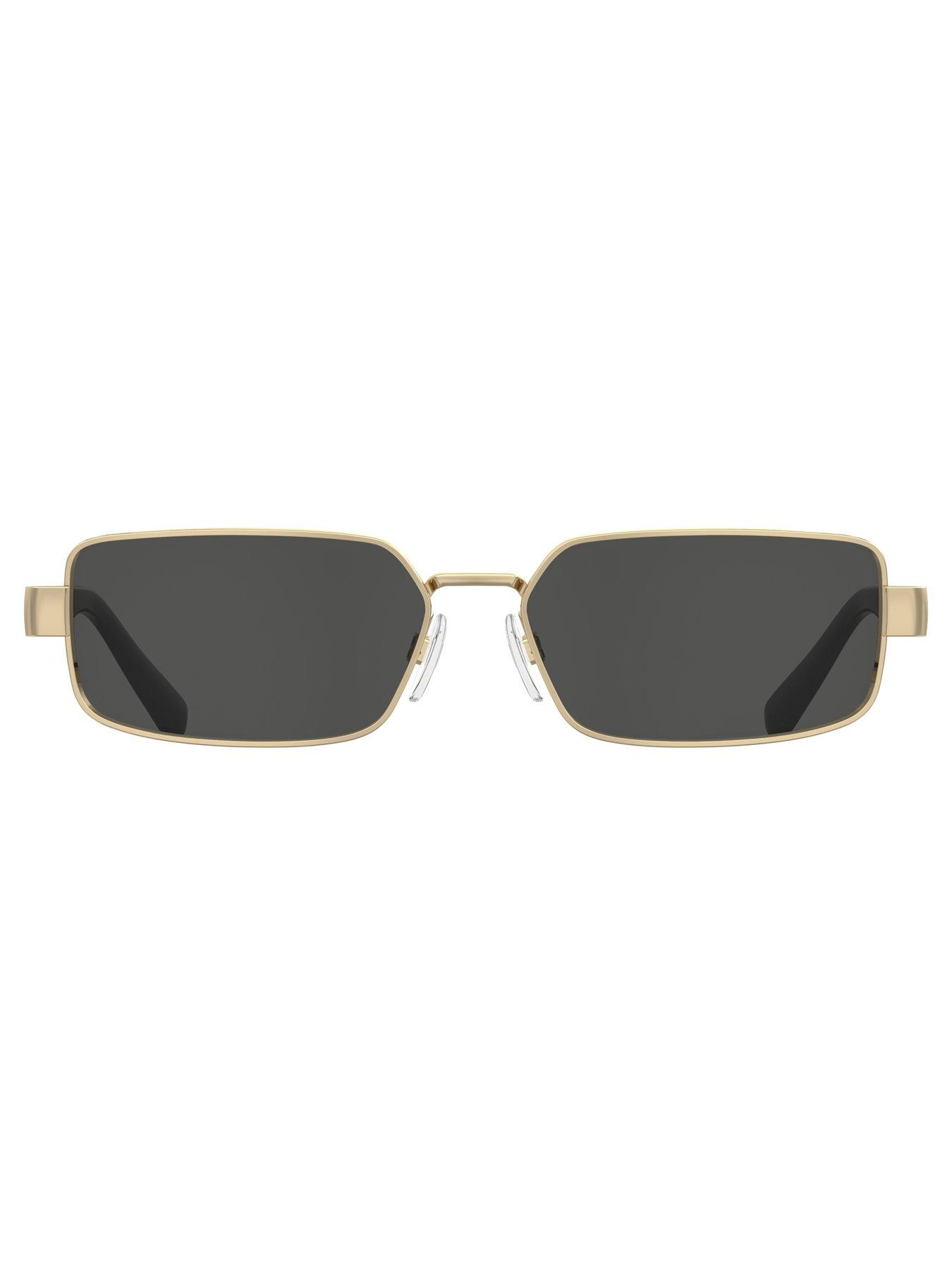 Image 3 of 4 of LOVE MOSCHINO Rectangular Sunglasses- Gold Metal Temples And Black Tips.