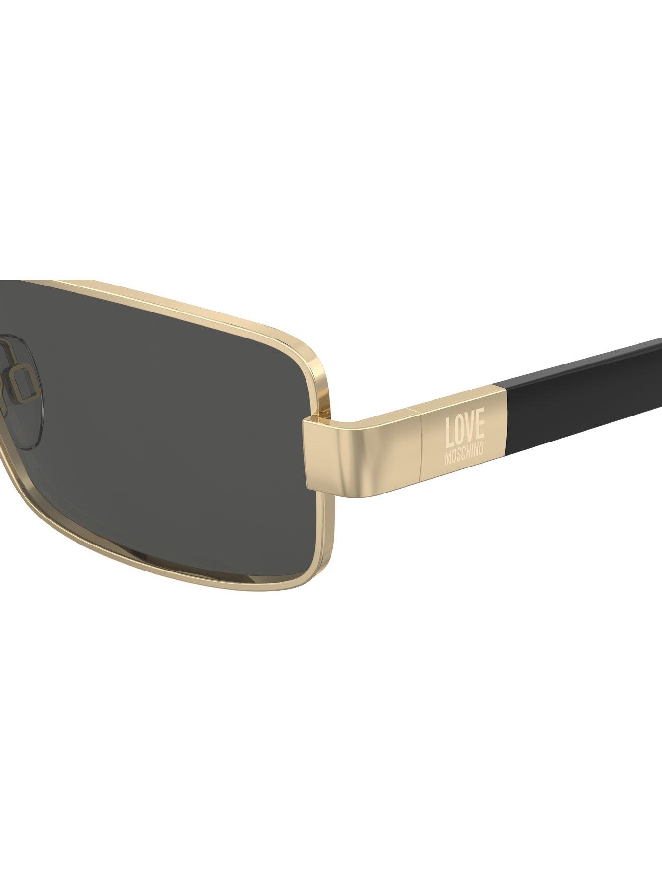 Image 4 of 4 of LOVE MOSCHINO Rectangular Sunglasses- Gold Metal Temples And Black Tips.
