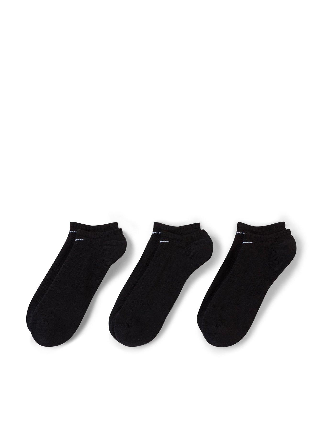 Nike Mens Training Everyday Cushioned No Show Socks (3 Pack) - Black