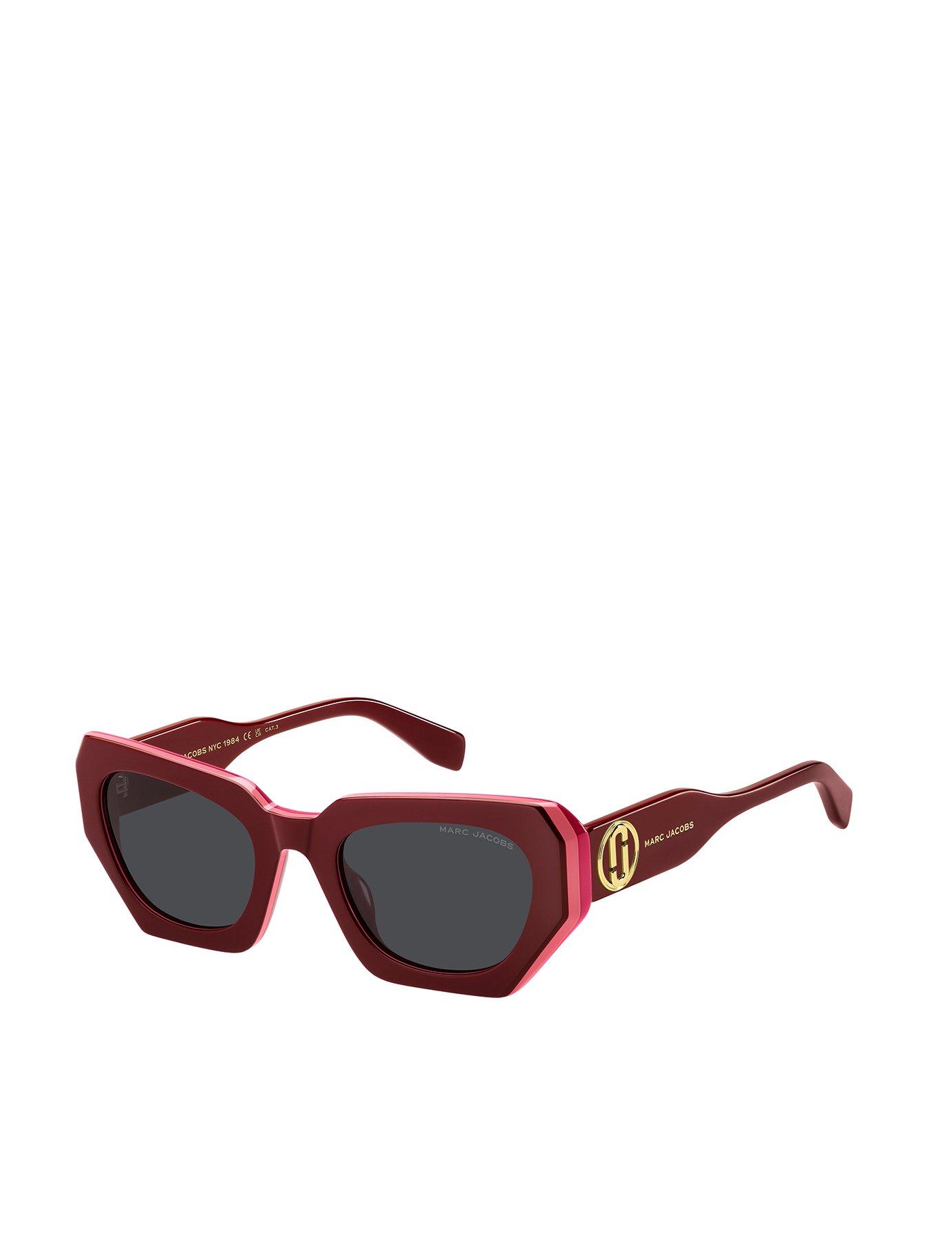  image of marc-jacobs-rectangular-sunglasses-with-geometric-edge--dark-red