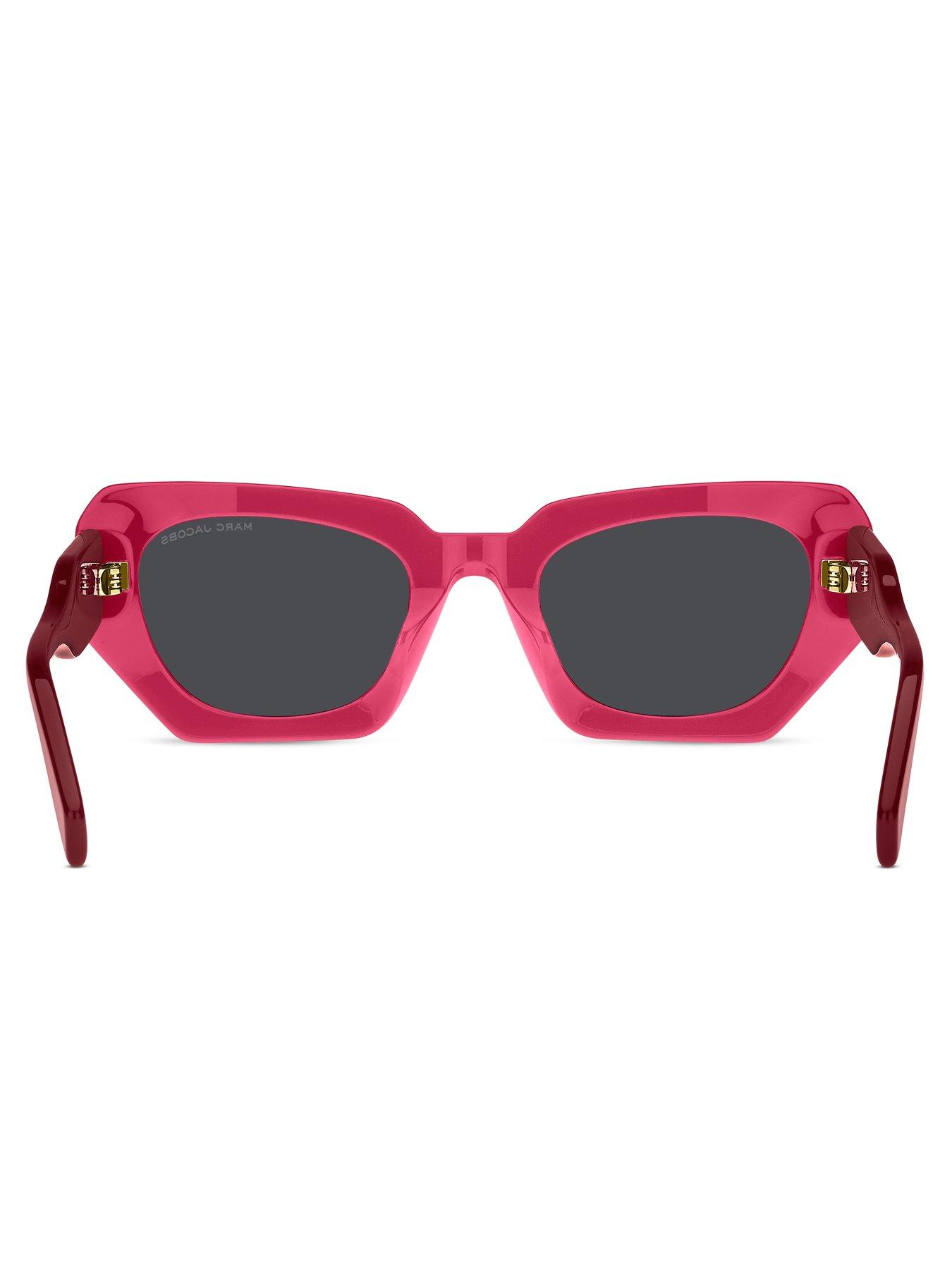  image of marc-jacobs-rectangular-sunglasses-with-geometric-edge--dark-red