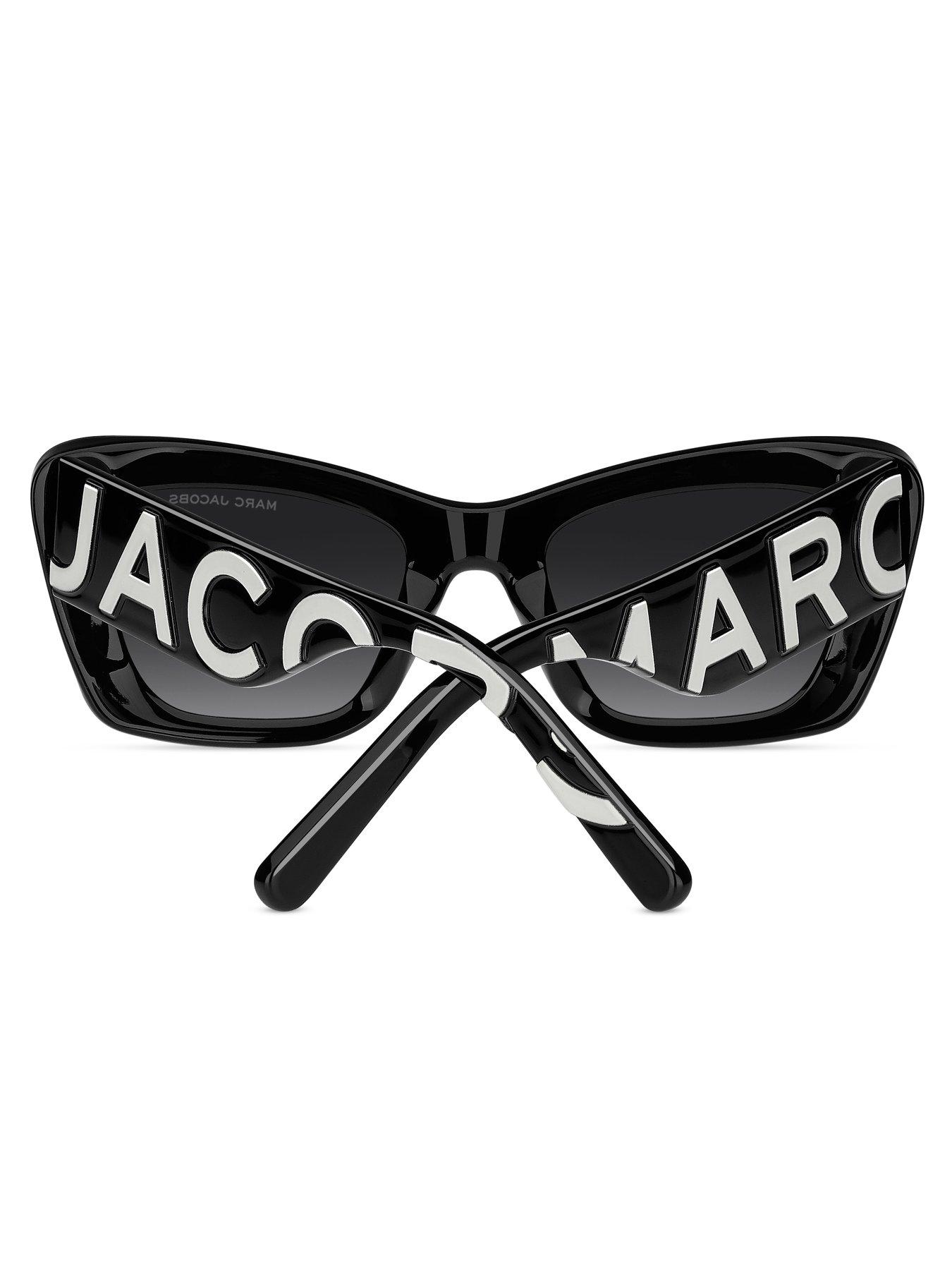  image of marc-jacobs-womens-thick-frame-branded-arm-sunglasses-black