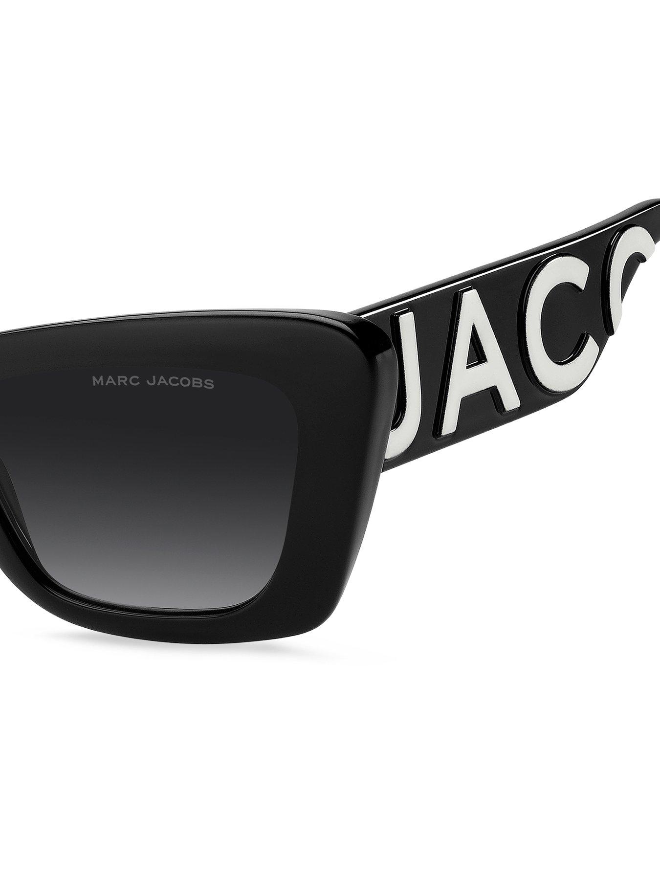  image of marc-jacobs-womens-thick-frame-branded-arm-sunglasses-black