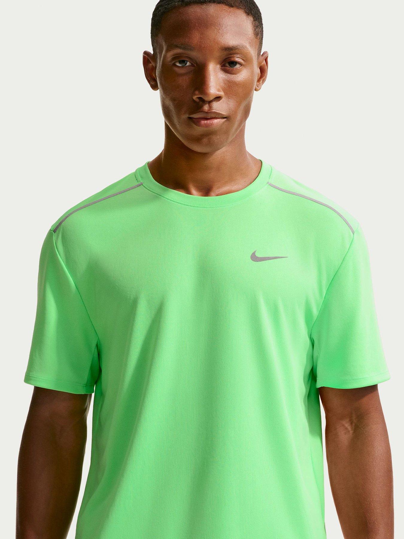 Nike Nike Mens Running Miler Dri-fit Uv Short-sleeve T-shirt - Green