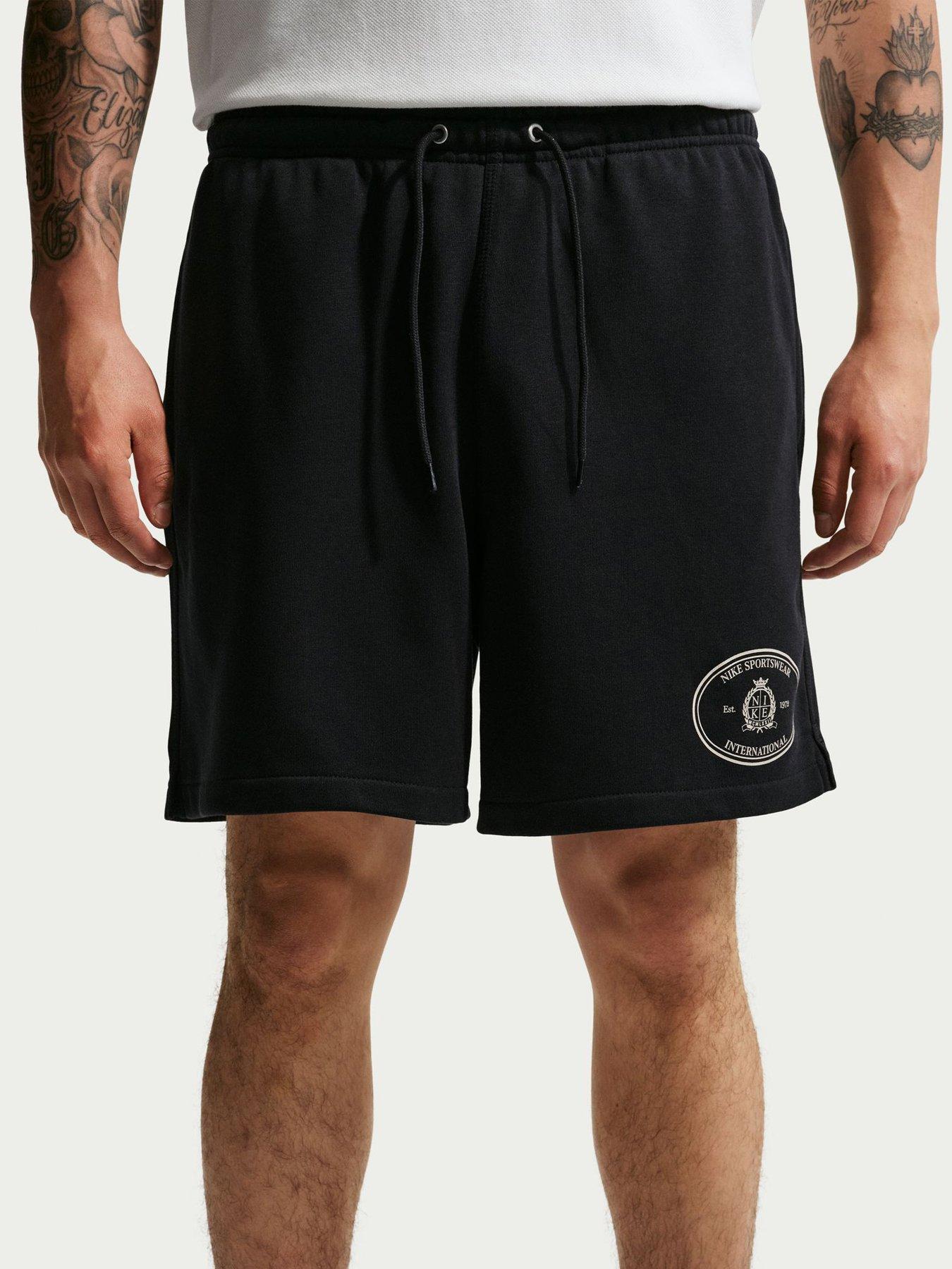 Nike Mens Sportswear Club Crest Logo Sweat Shorts - Black