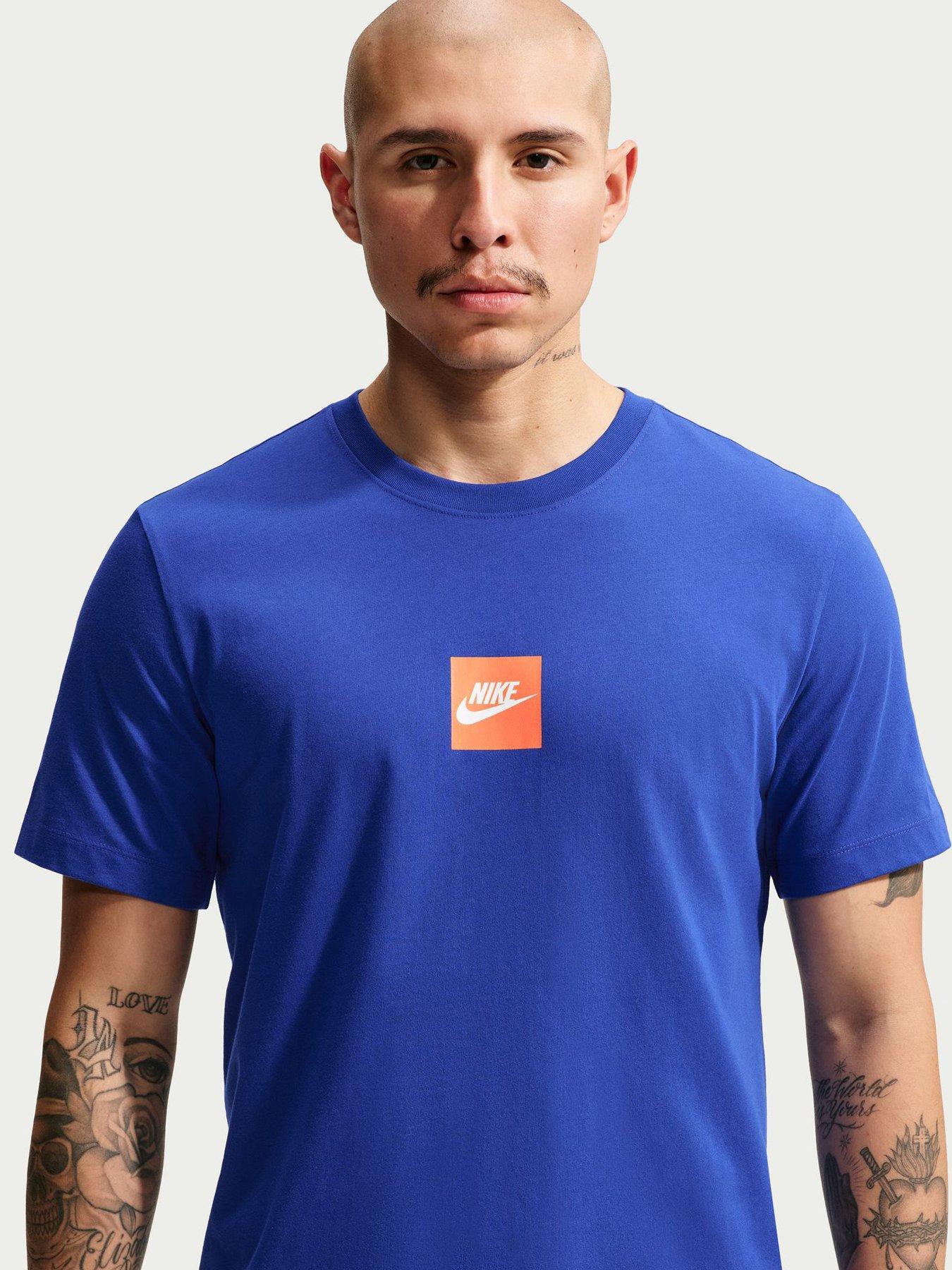 Nike Mens Sportswear Box Logo T-Shirt - Blue