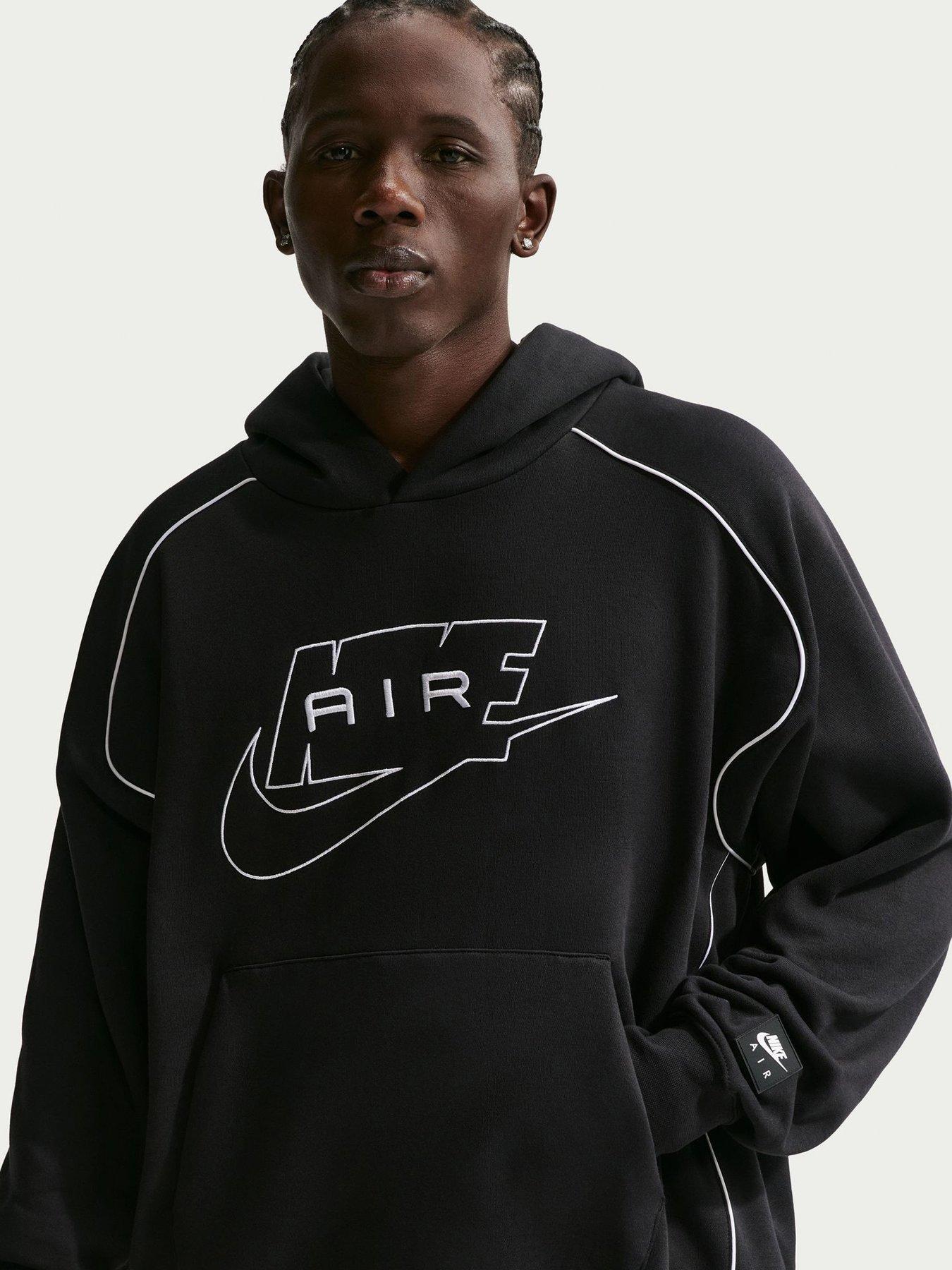 Nike Mens Sportswear Air Piped Overhead Hoodie - Black