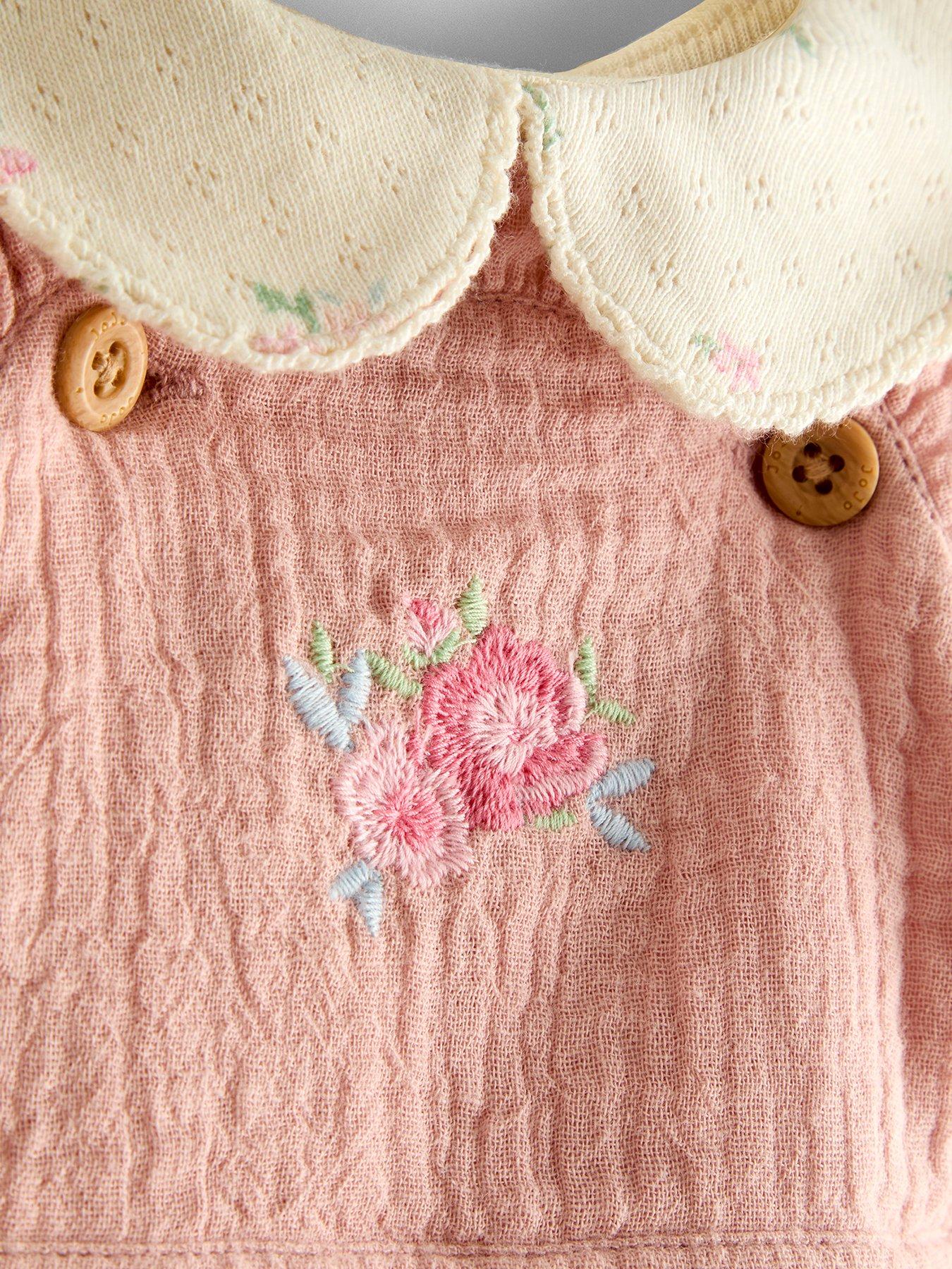 Image 3 of 7 of JoJo Maman Bebe Baby Girls Rose Bubble Romper &amp; Body Set - Pink