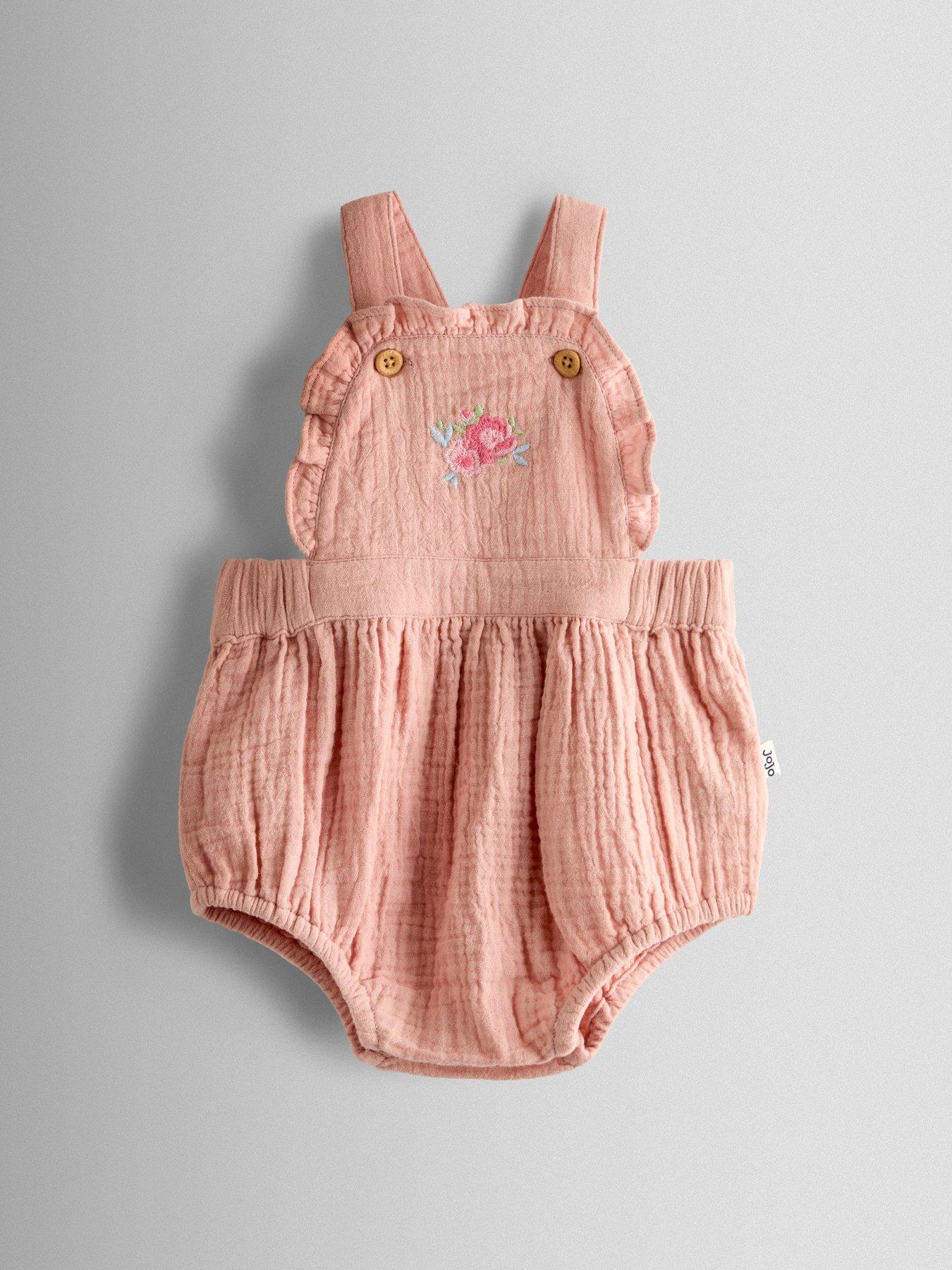 Image 4 of 7 of JoJo Maman Bebe Baby Girls Rose Bubble Romper &amp; Body Set - Pink