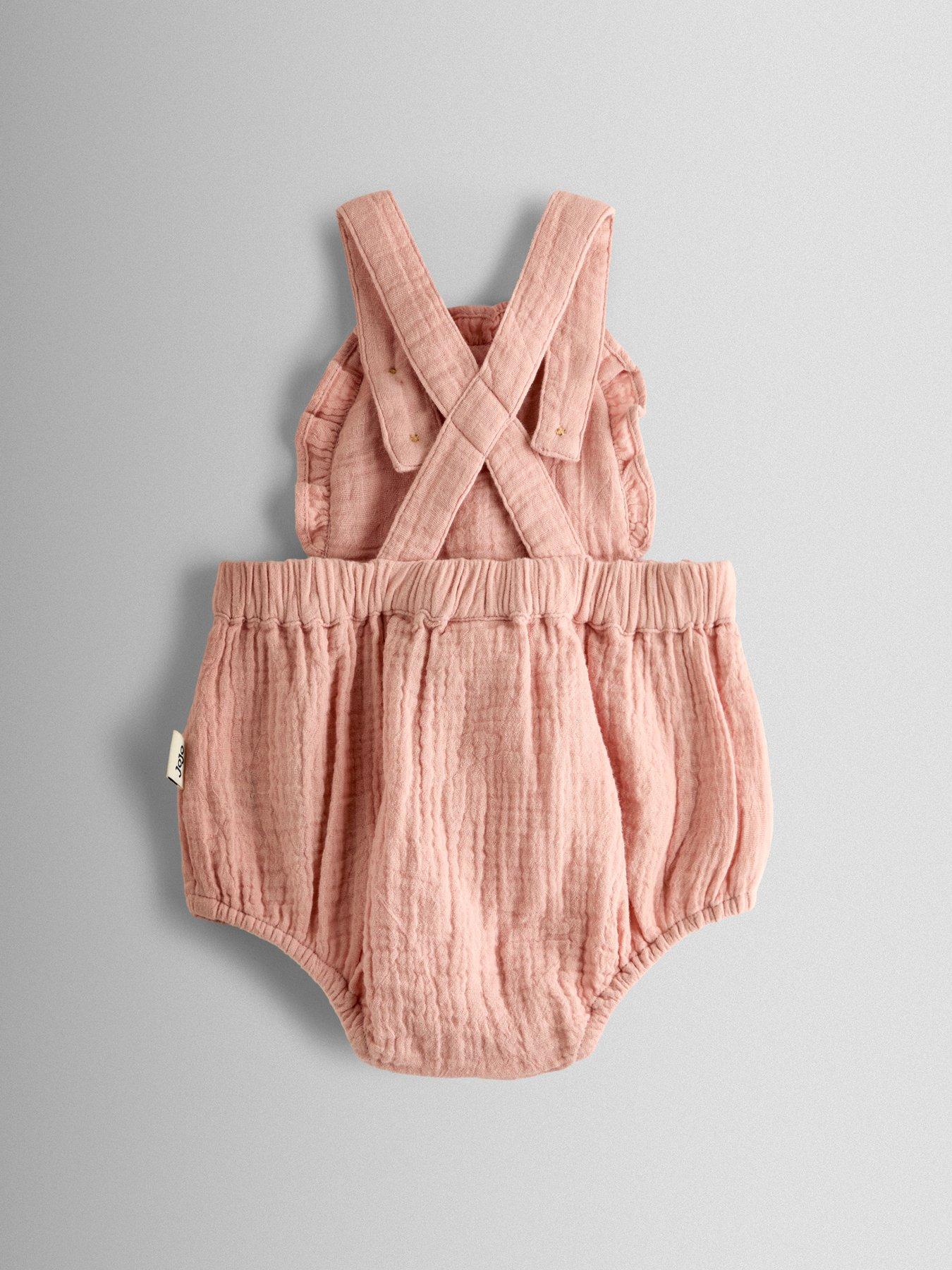Image 5 of 7 of JoJo Maman Bebe Baby Girls Rose Bubble Romper &amp; Body Set - Pink