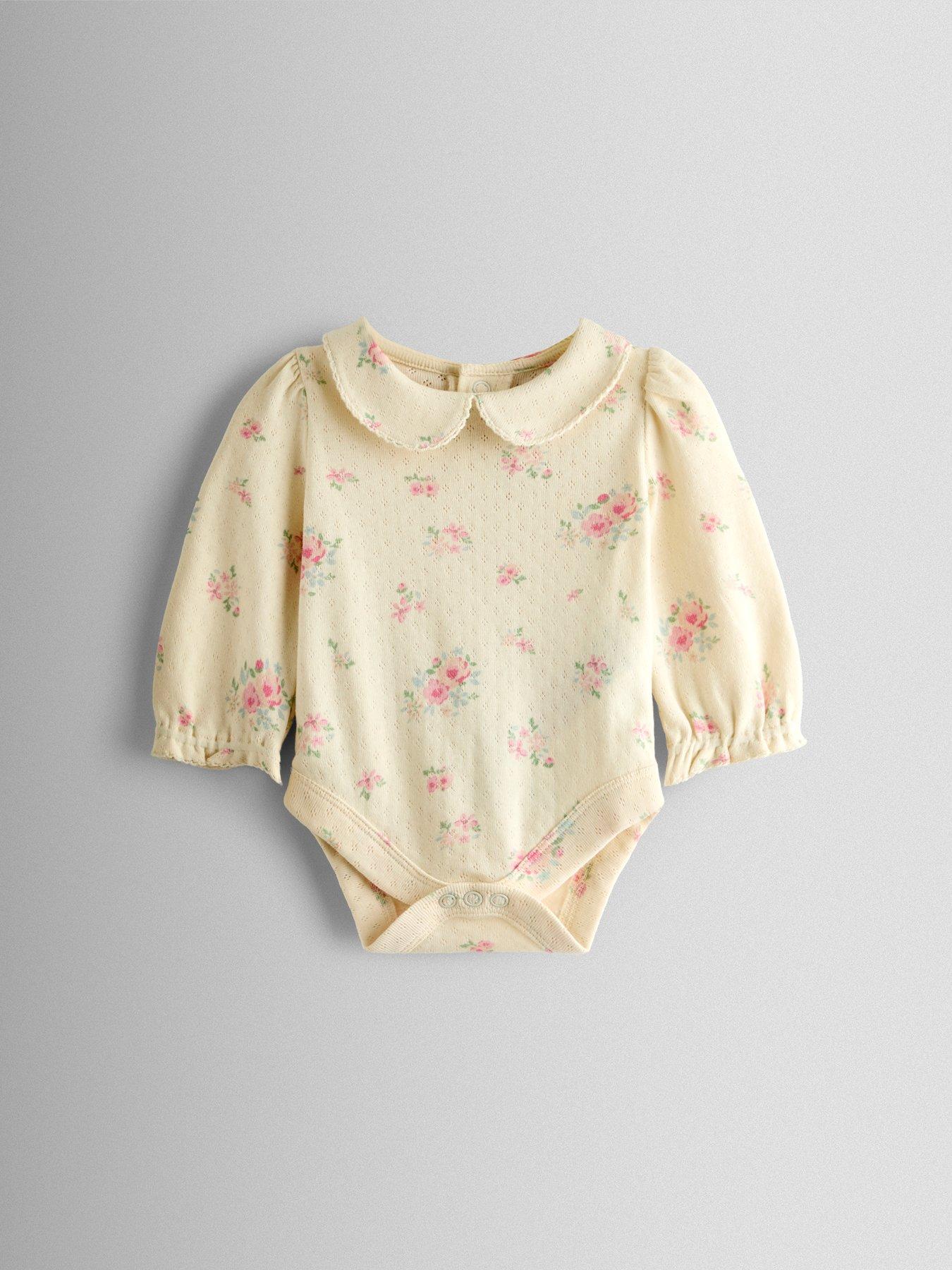 Image 6 of 7 of JoJo Maman Bebe Baby Girls Rose Bubble Romper &amp; Body Set - Pink