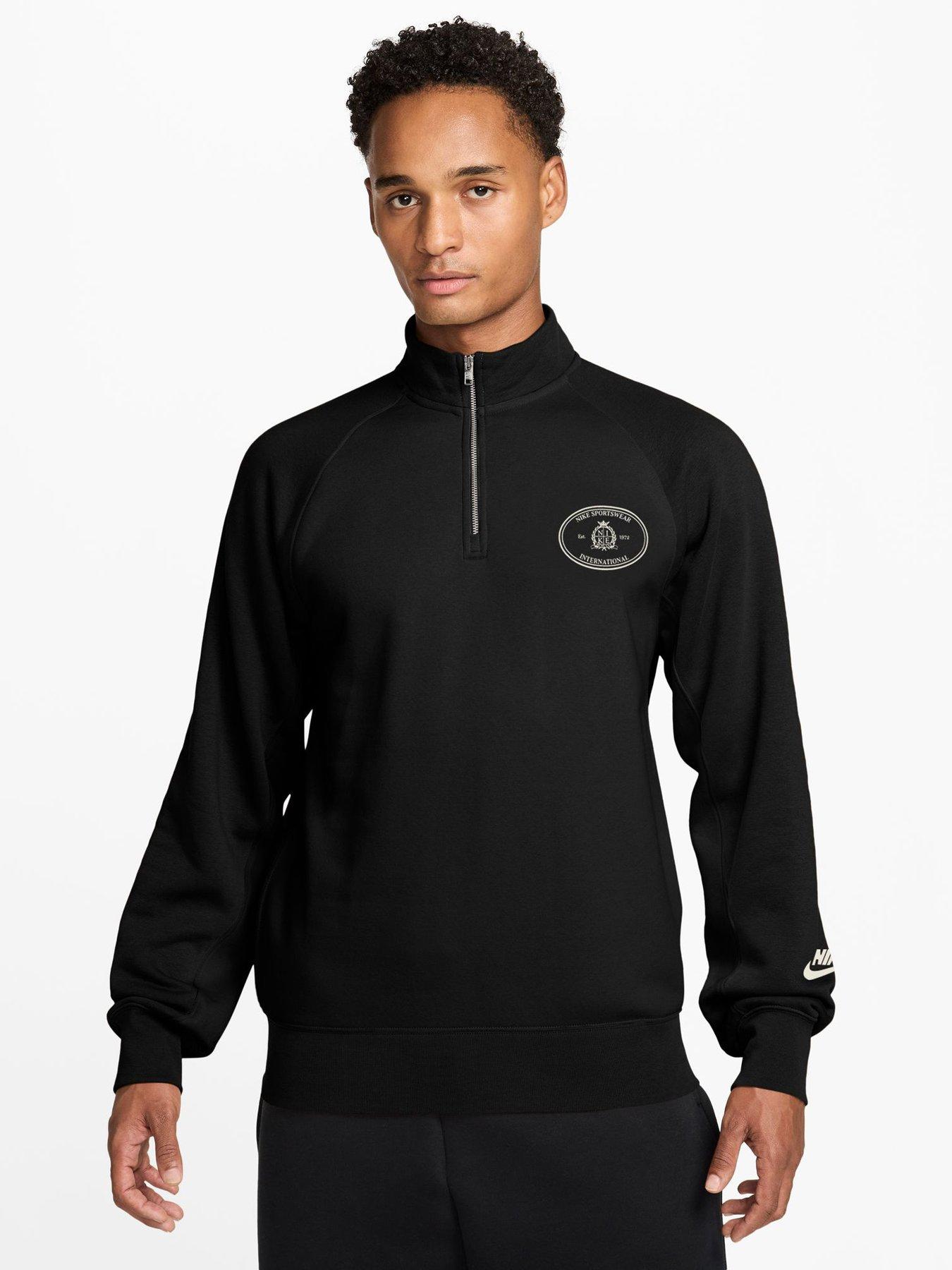 Nike Mens Sportswear Club Half Zip Sweatshirt - Black