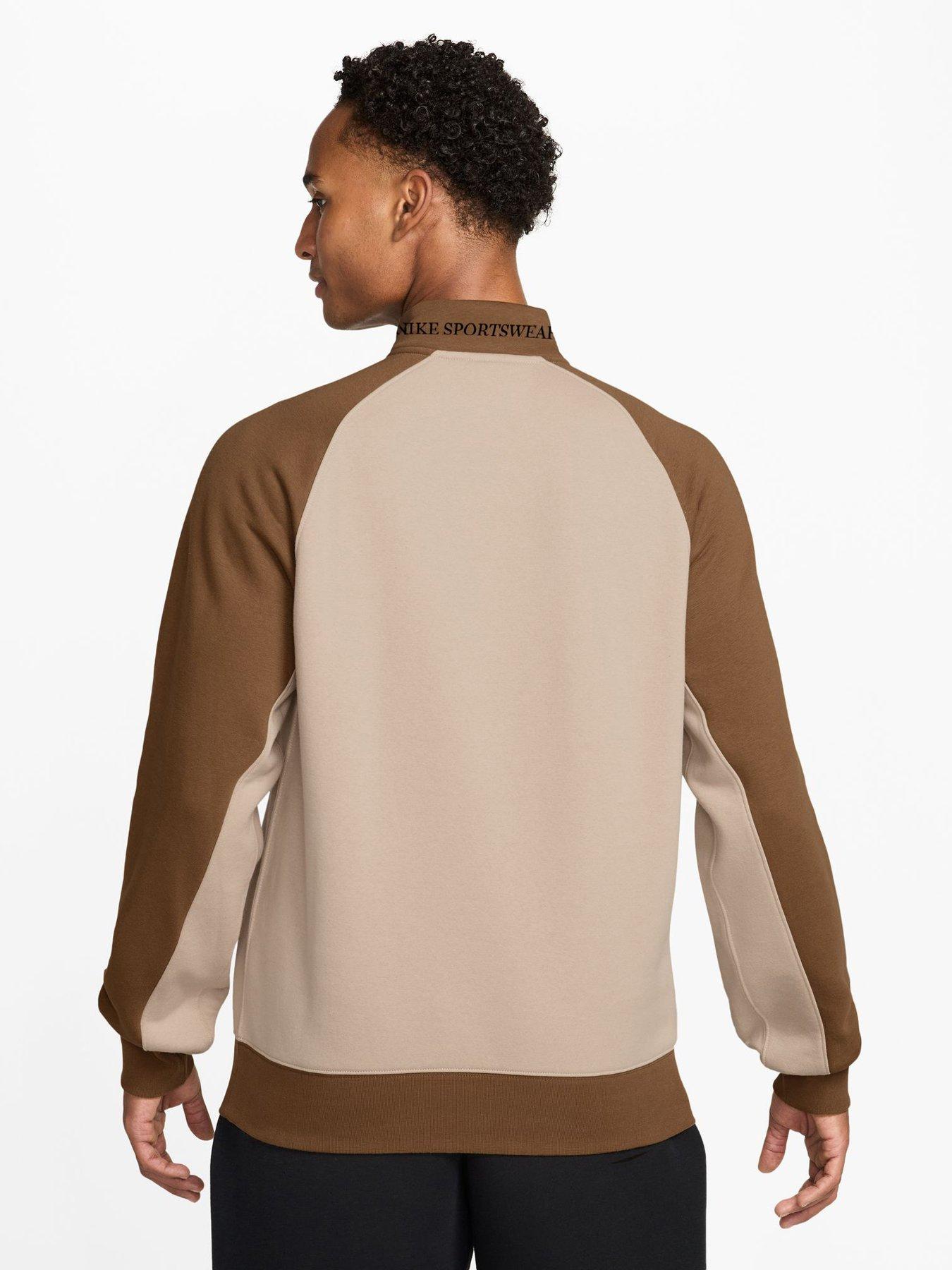 Image 2 of 3 of Nike Mens Sportswear Club Half Zip Sweatshirt - Beige