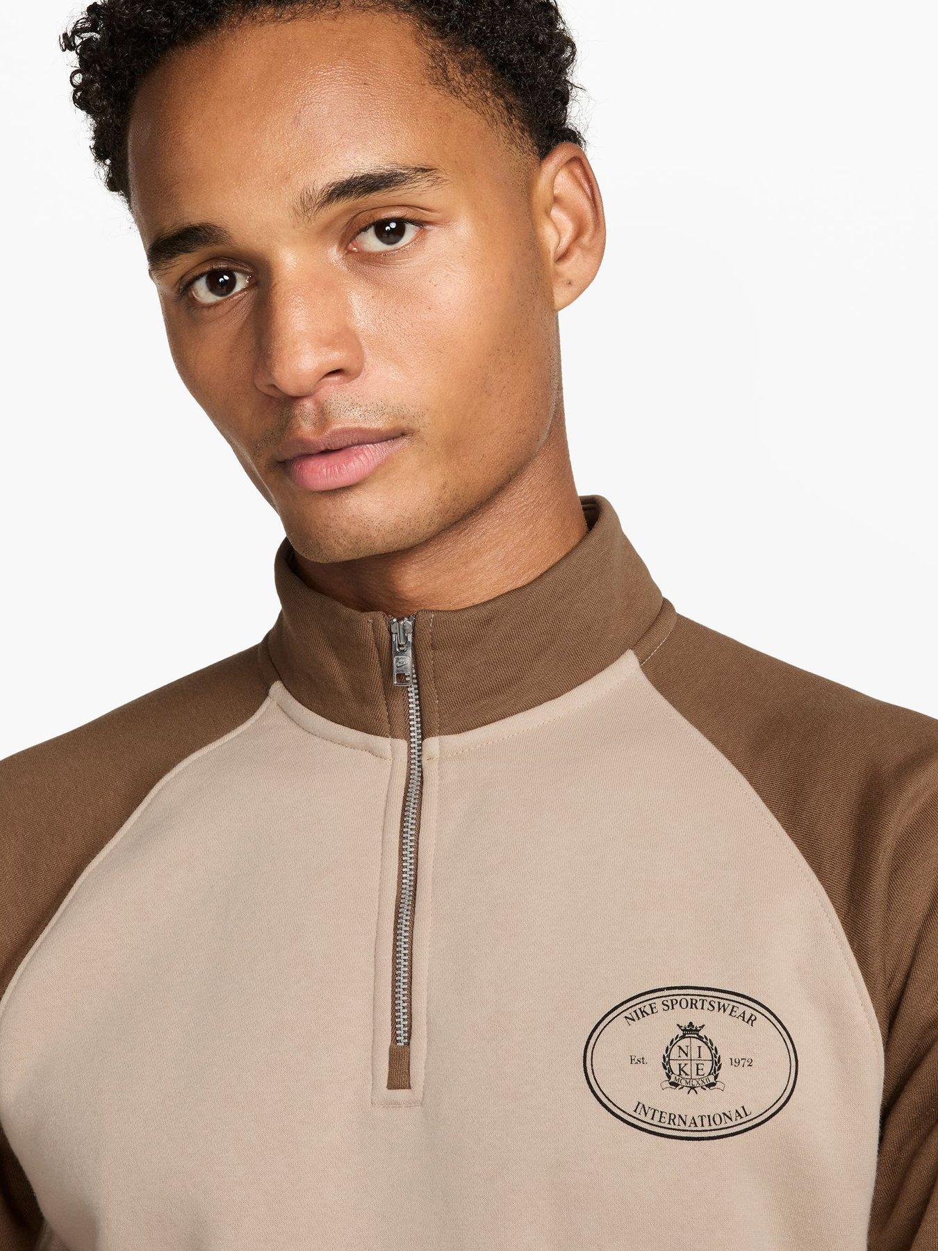 Image 3 of 3 of Nike Mens Sportswear Club Half Zip Sweatshirt - Beige