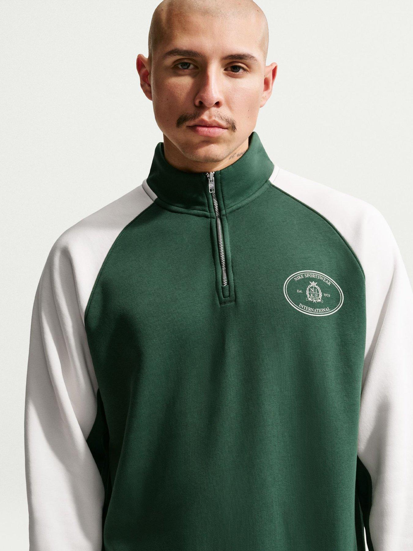 Nike Mens Sportswear Club Half Zip Sweatshirt - Green