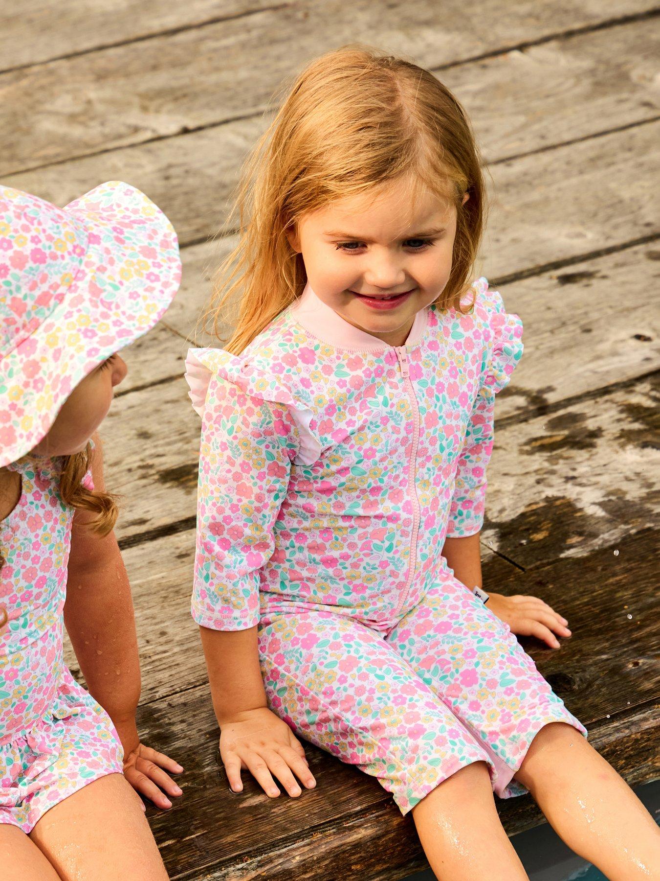JoJo Maman Bebe Toddler Girls Ditsy Floral Print All In One Sun Suit - Multi