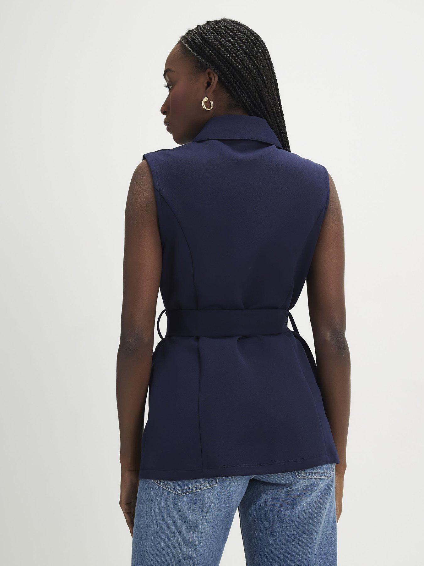 Image 2 of 4 of River Island Short Belted Utility Waistcoat - Navy