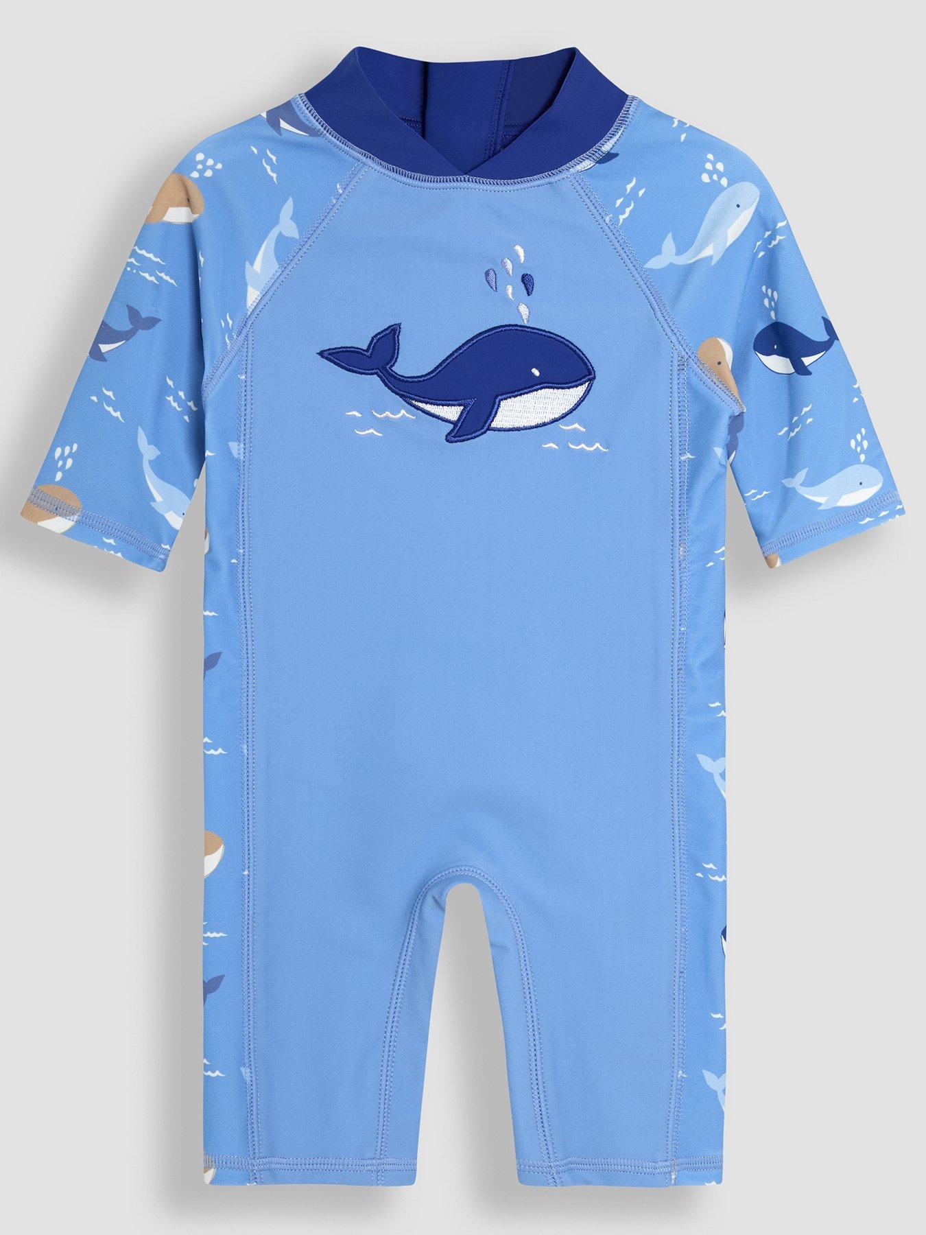 Image 1 of 3 of JoJo Maman Bebe Baby Boys Whale Sun Protection Suit - Blue