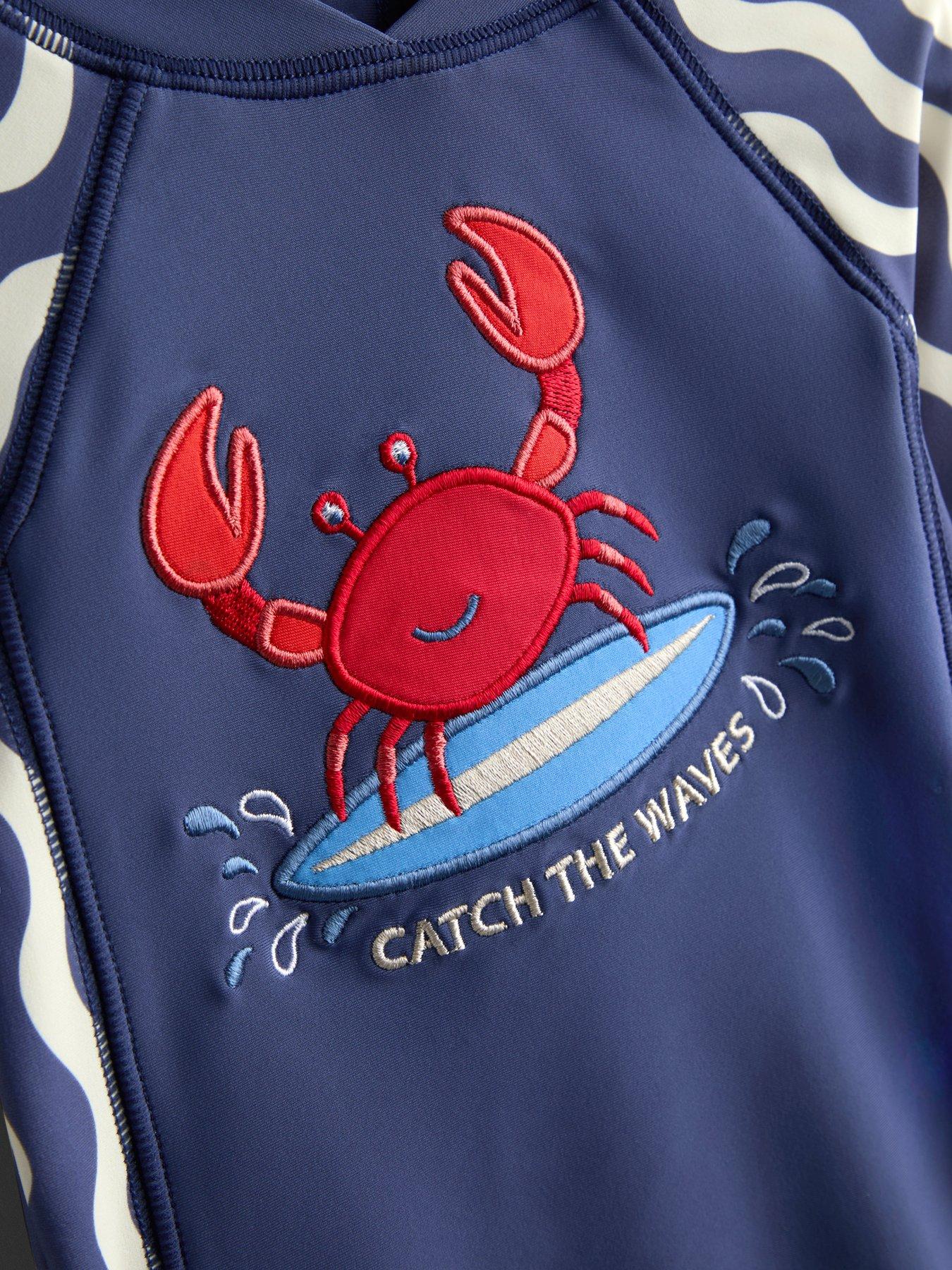 Image 4 of 4 of JoJo Maman Bebe Baby Boys Crab All In One Sun Protection Suit - Navy