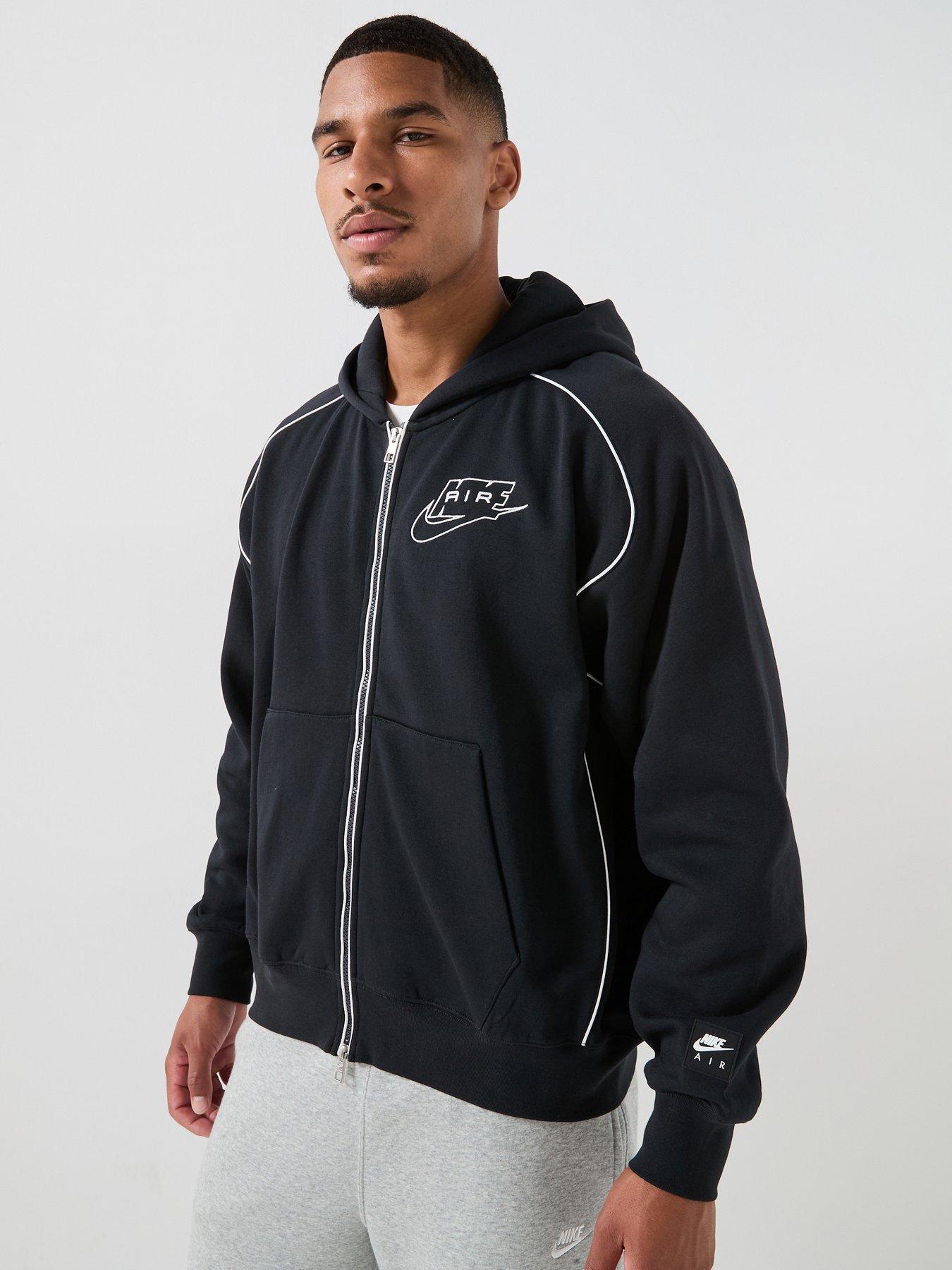 Image 1 of 7 of Nike Mens Sportswear Air Piped Full Zip Hoodie - Black