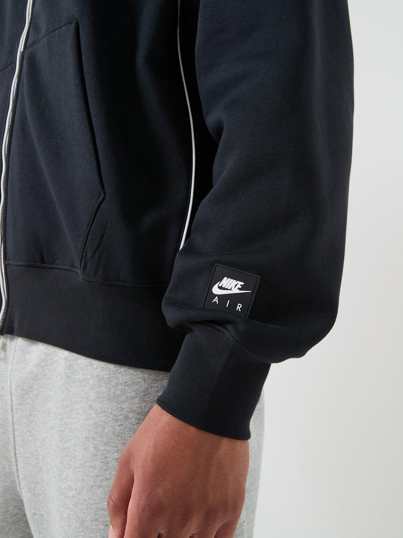 Image 4 of 7 of Nike Mens Sportswear Air Piped Full Zip Hoodie - Black