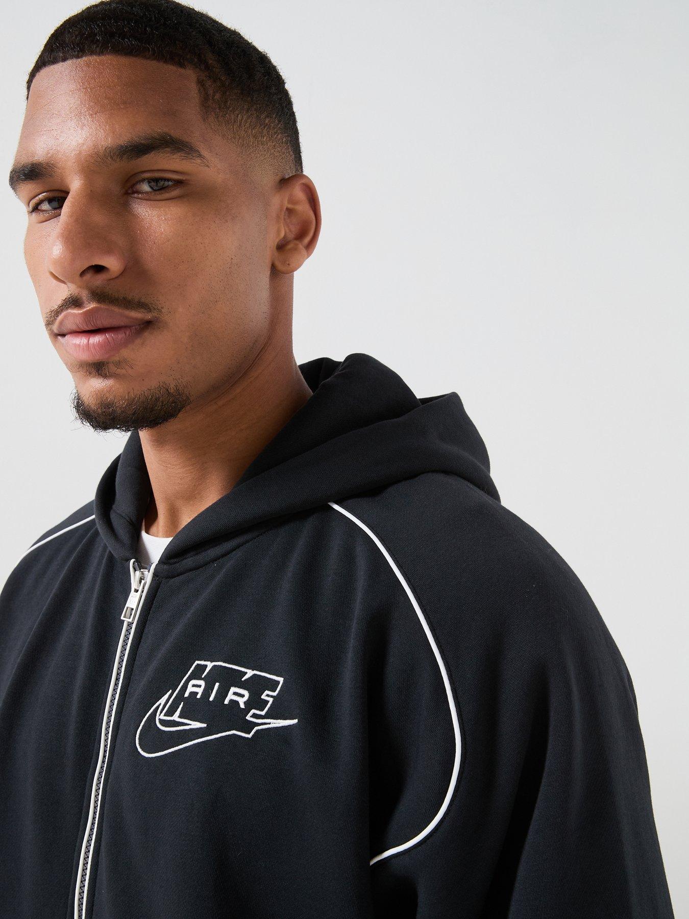 Image 6 of 7 of Nike Mens Sportswear Air Piped Full Zip Hoodie - Black