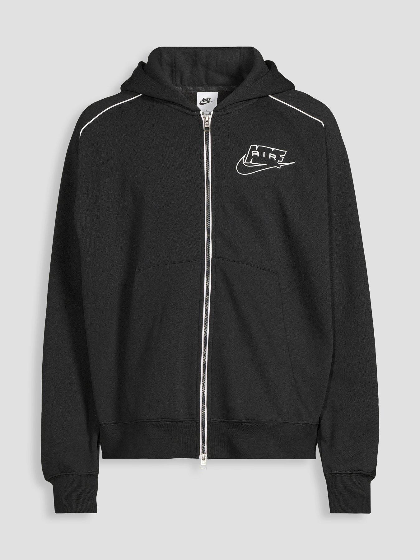 Image 7 of 7 of Nike Mens Sportswear Air Piped Full Zip Hoodie - Black